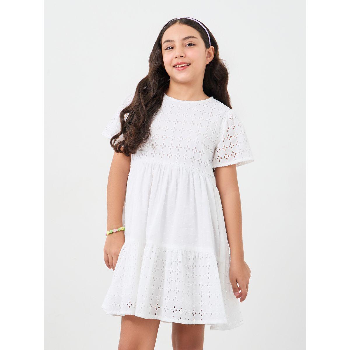 Styli White Cotton Schiffli Dress-girls-clothing-dressesandjumpsuits-image-2