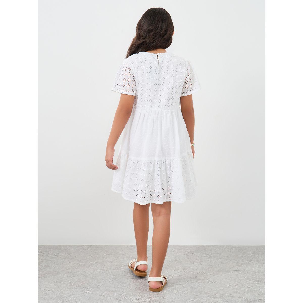 Styli White Cotton Schiffli Dress-girls-clothing-dressesandjumpsuits-image-4