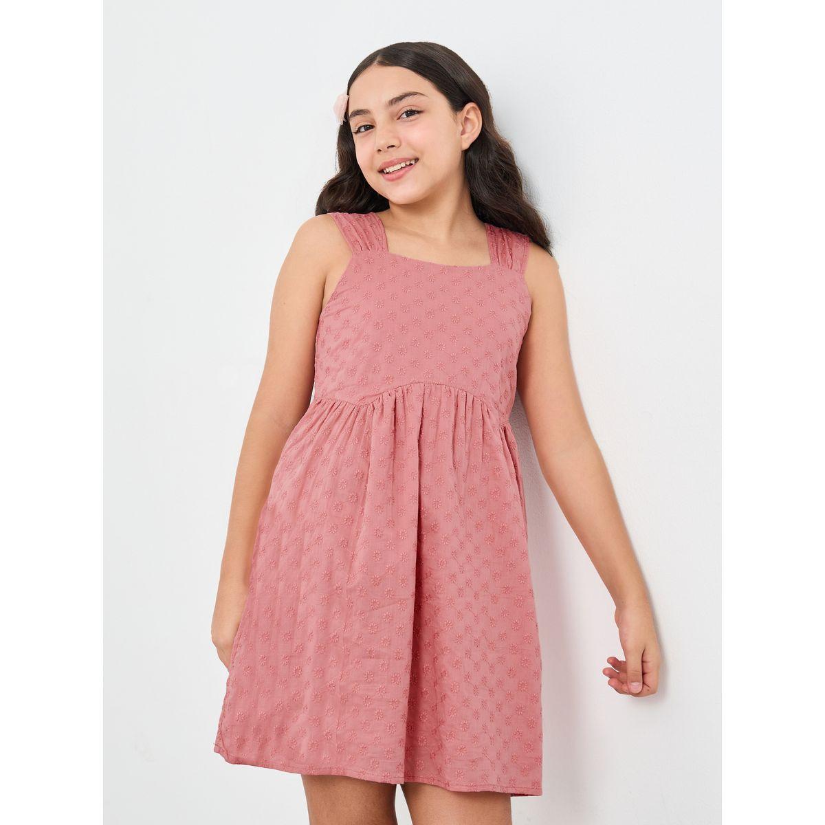 فستان بدون أكمام مع تفاصيل زهور مُطرزة-girls-clothing-dressesandjumpsuits-image-1
