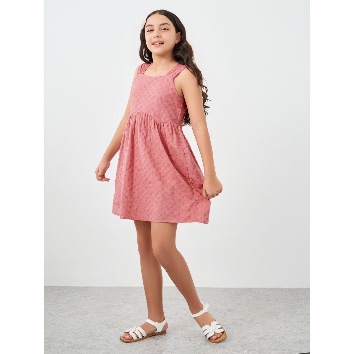 فستان بدون أكمام مع تفاصيل زهور مُطرزة-girls-clothing-dressesandjumpsuits-image-2