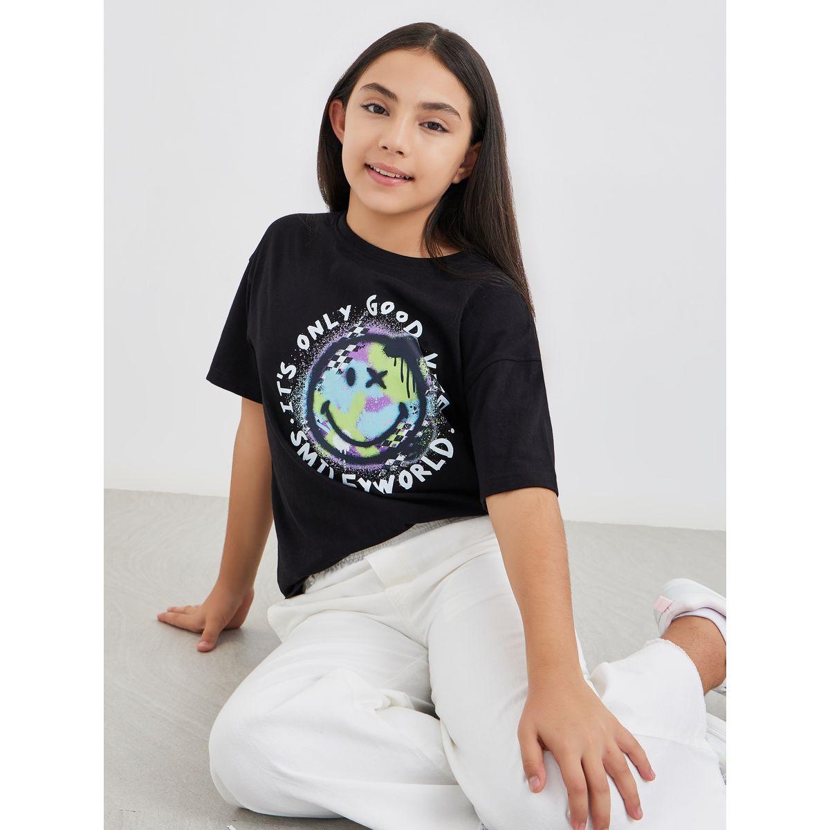 Styli Graphic Print Short Sleeve T-Shirt-girls-clothing-tshirts-image-1