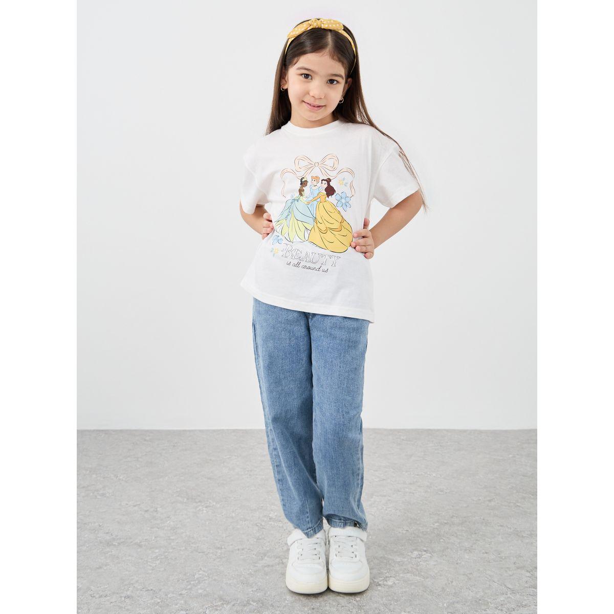 تيشيرت فضفاض بطبعة جرافيك وياقة دائرية-girls-clothing-tshirts-image-2