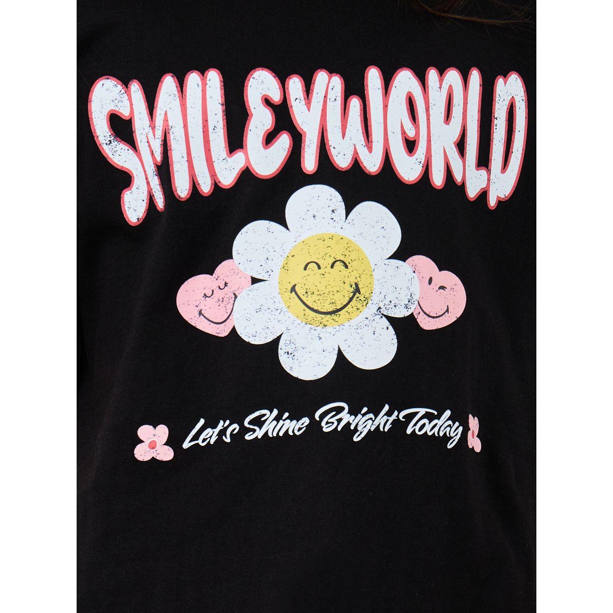تيشيرت فضفاض بطبعة جرافيك وياقة دائرية-girls-clothing-tshirts-image-3