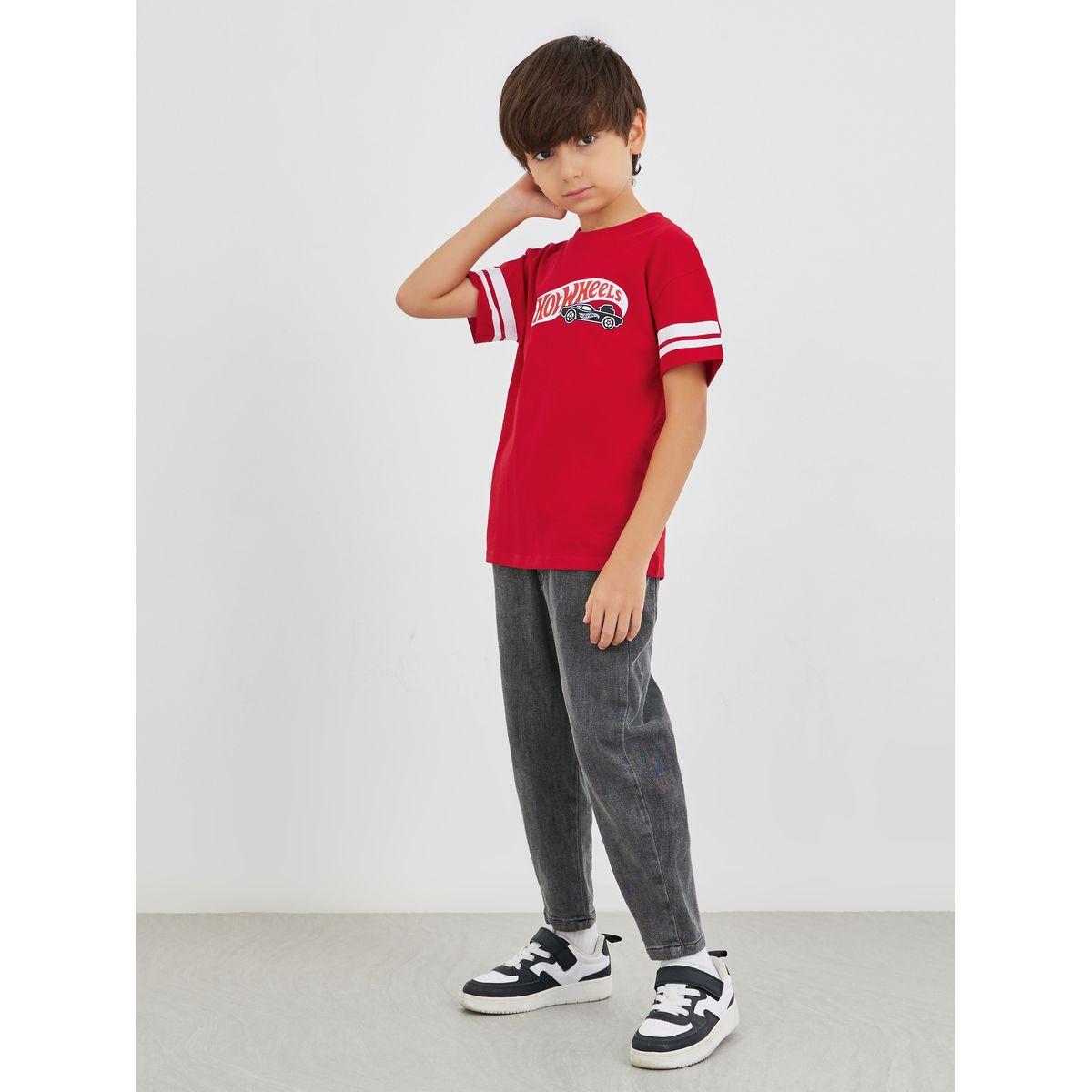 تيشيرت فضفاض بطبعة جرافيك وياقة دائرية-boys-clothing-tshirtsandpolos-image-3