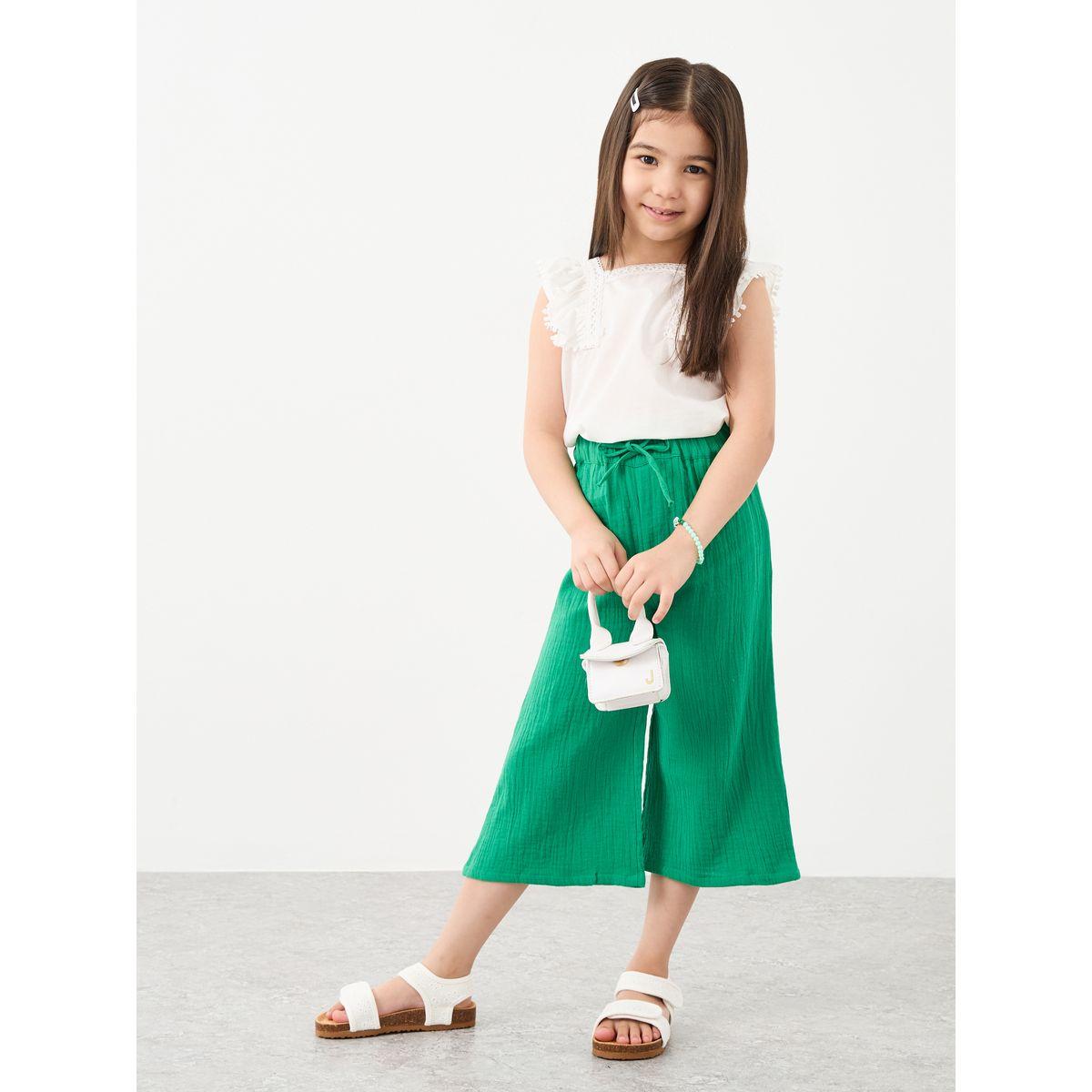 Styli Textured Wide Leg Pants with Drawstring-girls-clothing-bottoms-trousers-image-1