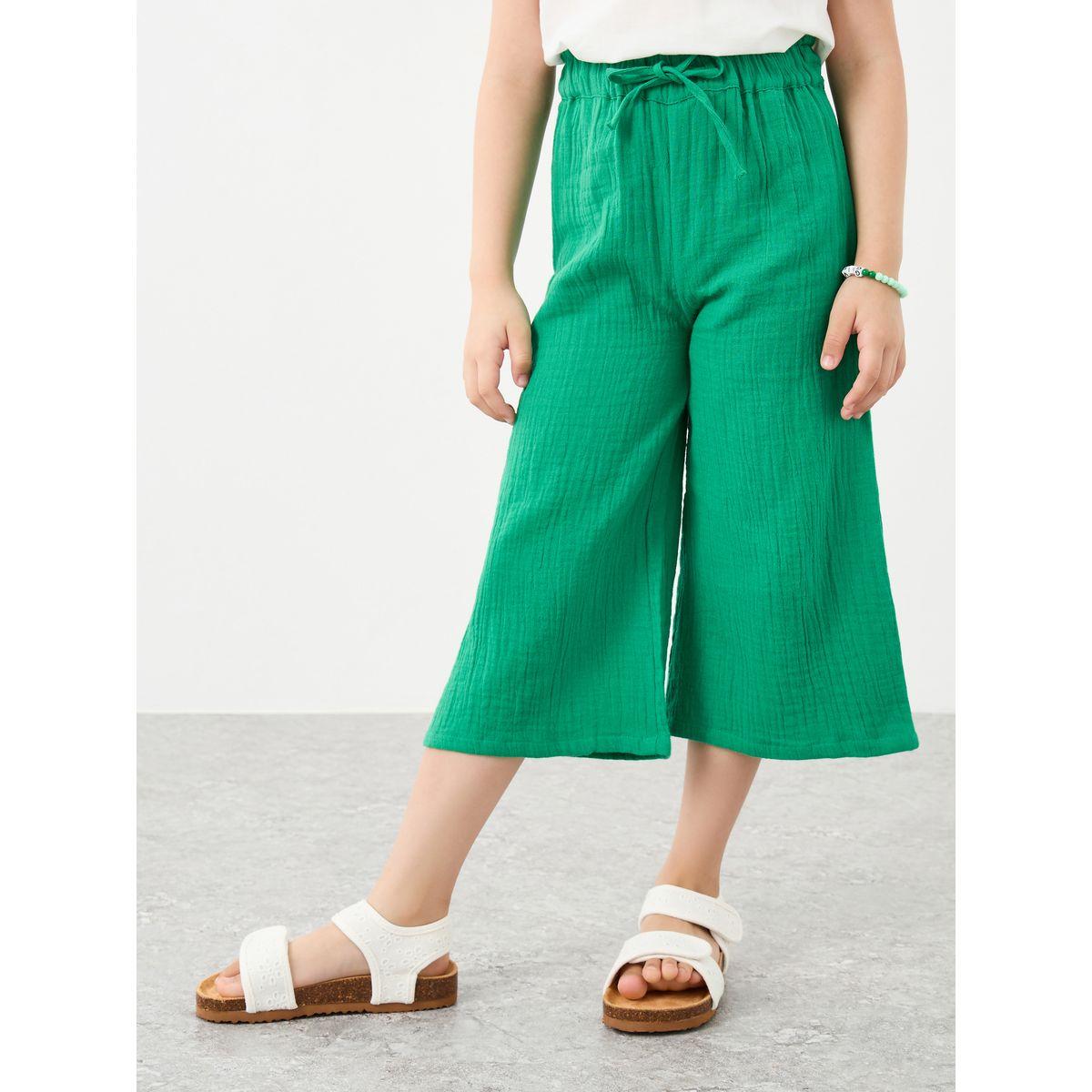 Styli Textured Wide Leg Pants with Drawstring-girls-clothing-bottoms-trousers-image-2