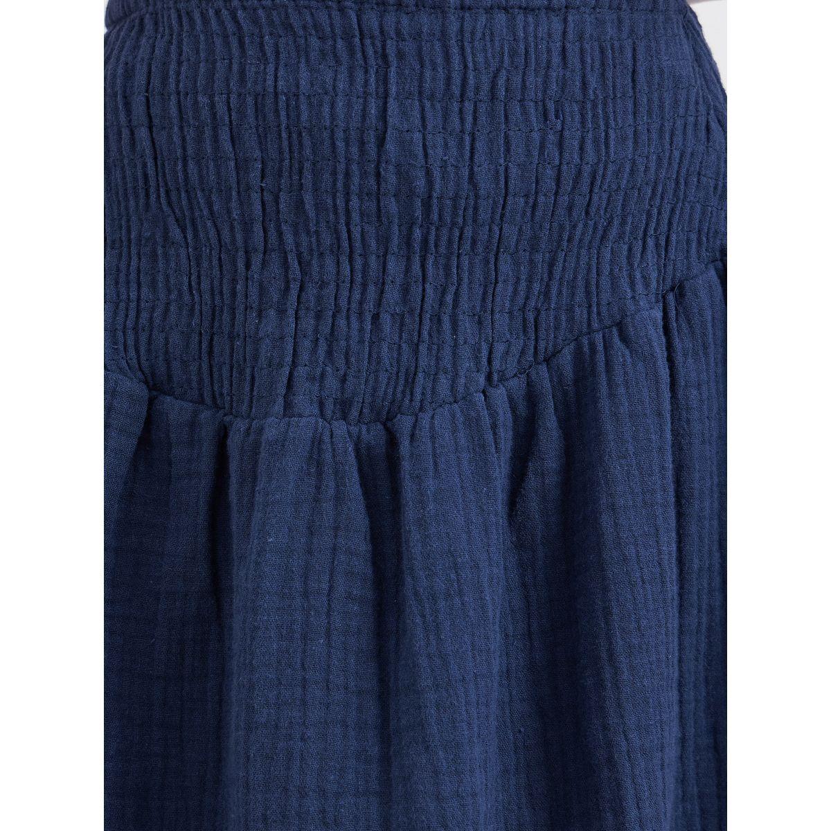 Styli Blue Flared Smocked Mini Skirt-girls-clothing-bottoms-skirts-image-3