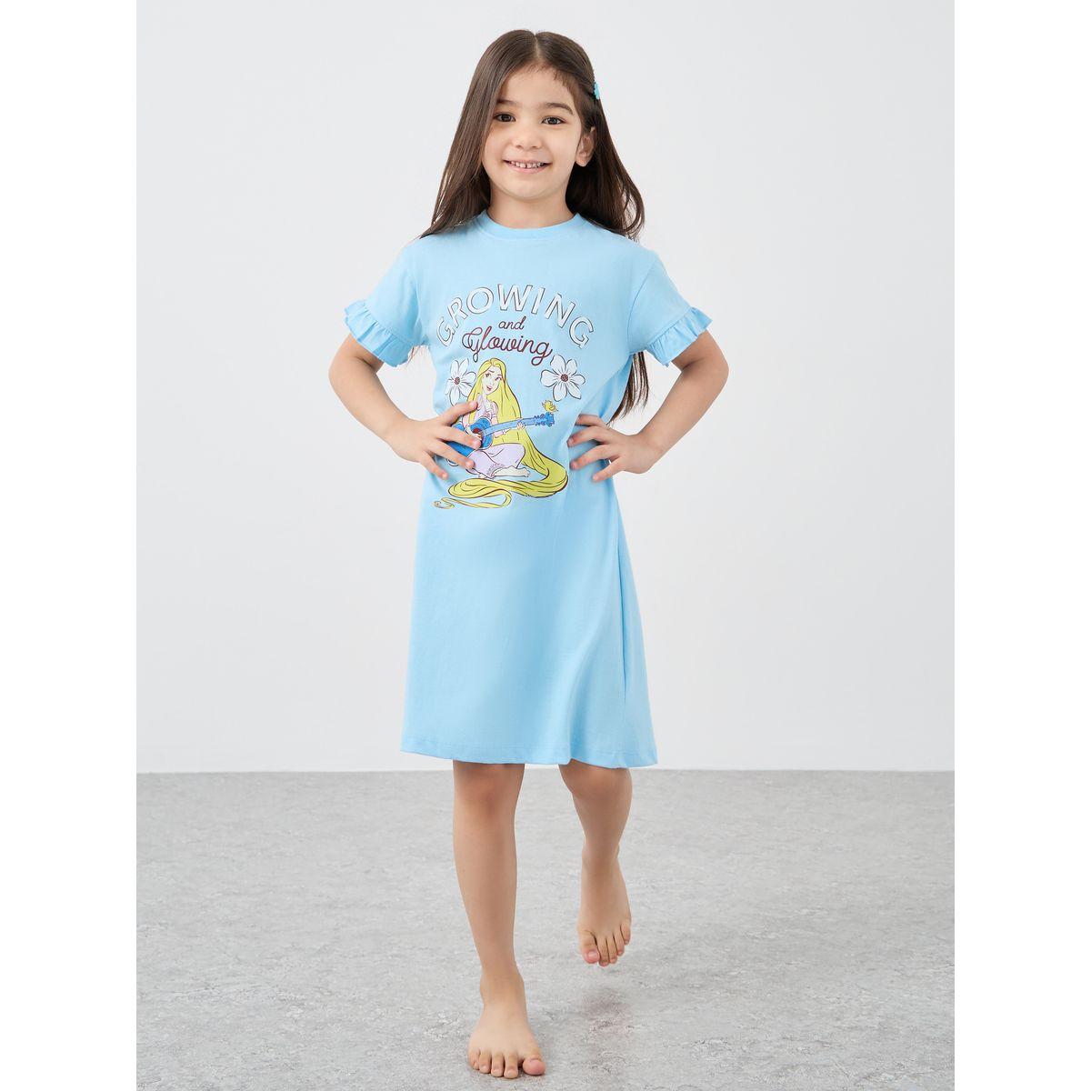 قميص نوم بطبعة جرافيك وأكمام بكشكش-girls-clothing-nightwear-image-1