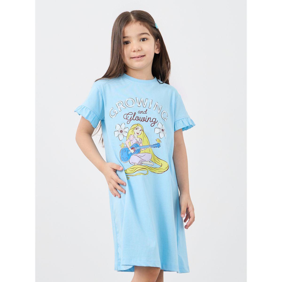 Styli Graphic Ruffled Sleeve Night Dress-girls-clothing-nightwear-image-2
