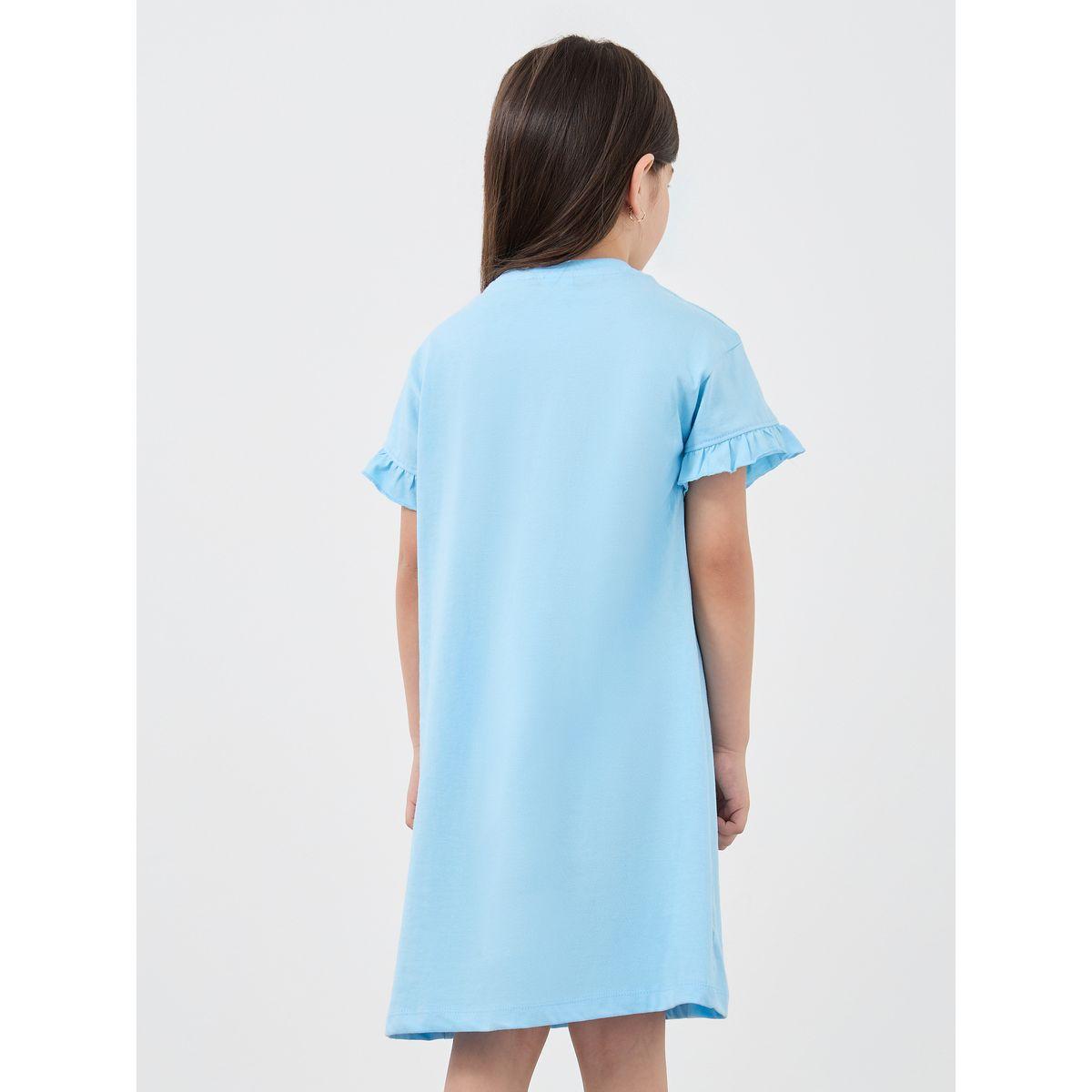 Styli Graphic Ruffled Sleeve Night Dress-girls-clothing-nightwear-image-4