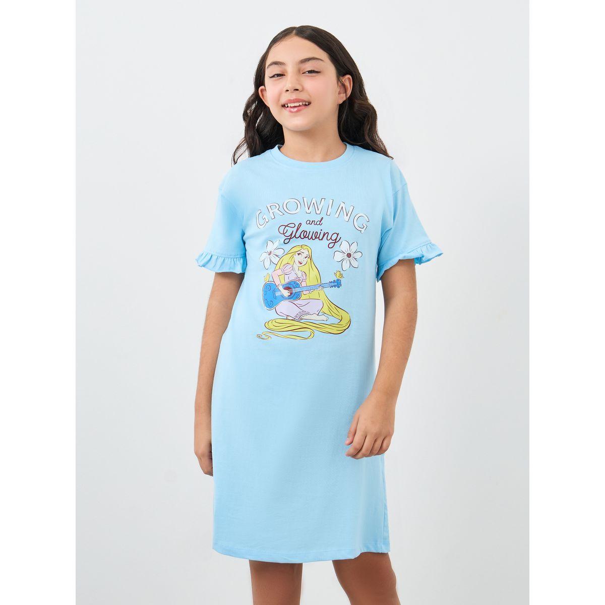 قميص نوم بطبعة جرافيكك مع تفاصيل كشكش-girls-clothing-nightwear-image-2