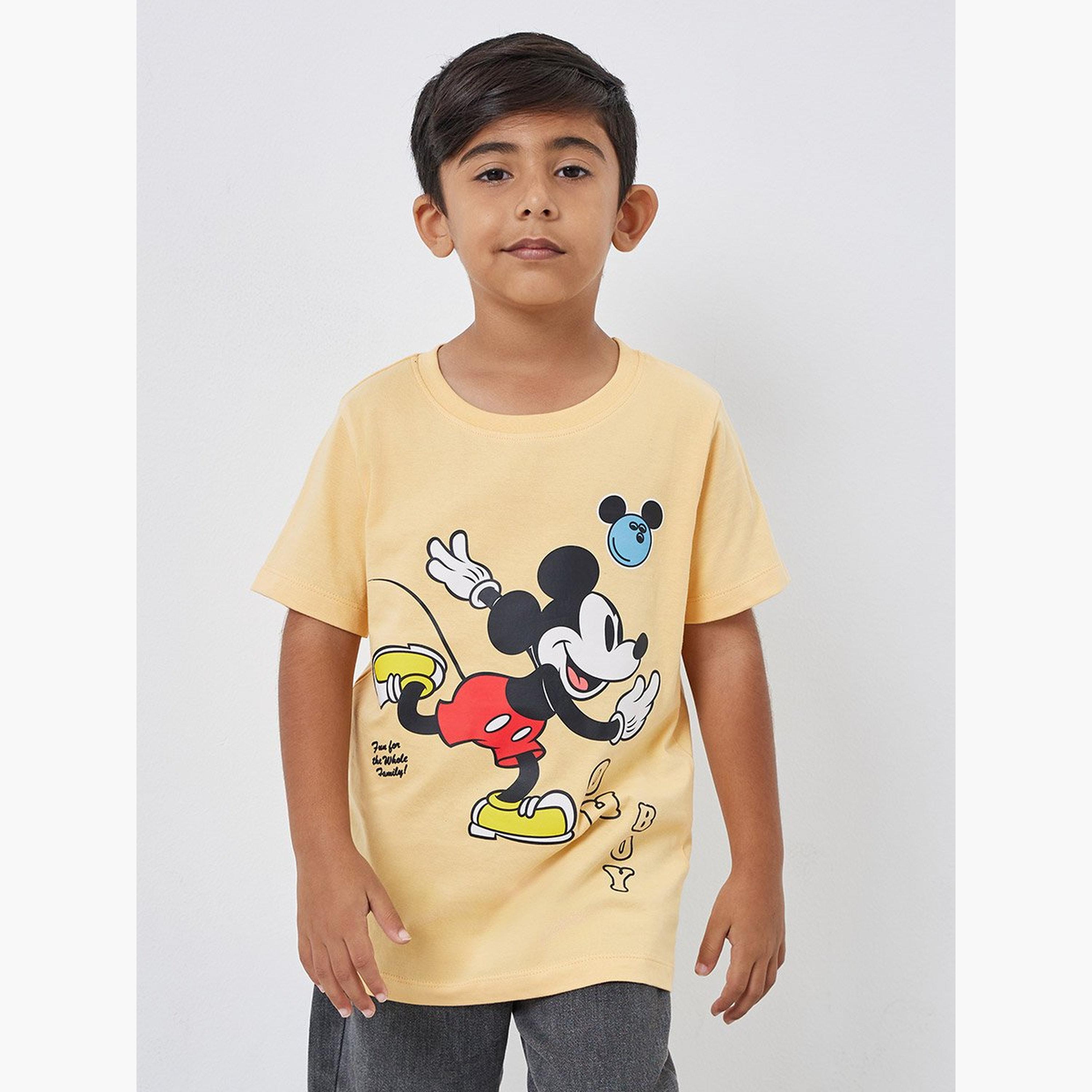Styli Boys Orange Mickey Mouse Graphic Print Oversized T-Shirt-boys-clothing-tshirtsandpolos-image-1