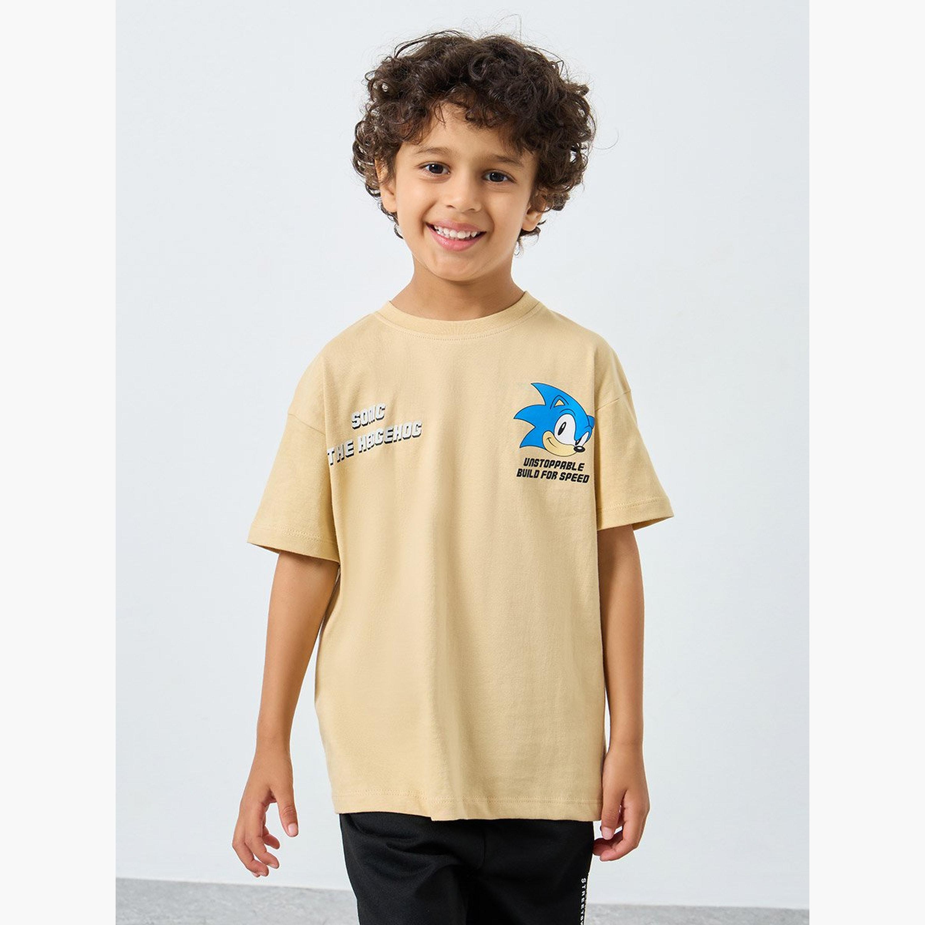 Styli Boys Beige Sonic the Hedgehog Oversized T-Shirt-boys-clothing-tshirtsandpolos-image-1