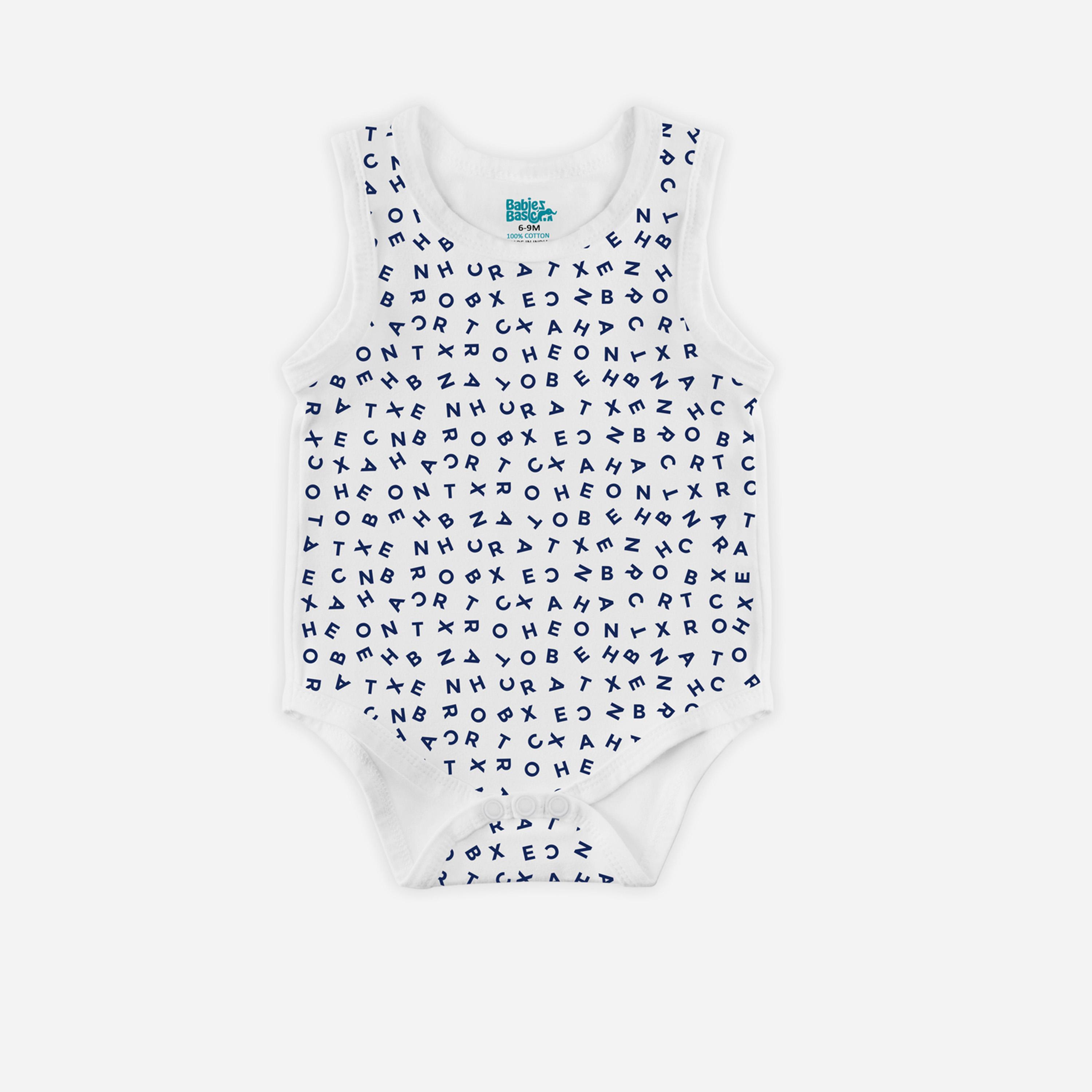 Babies Basic x Styli Pack of 3 - Printed Combed Cotton Sleeveless Bodysuit-boys-clothing-rompersanddungarees-image-5