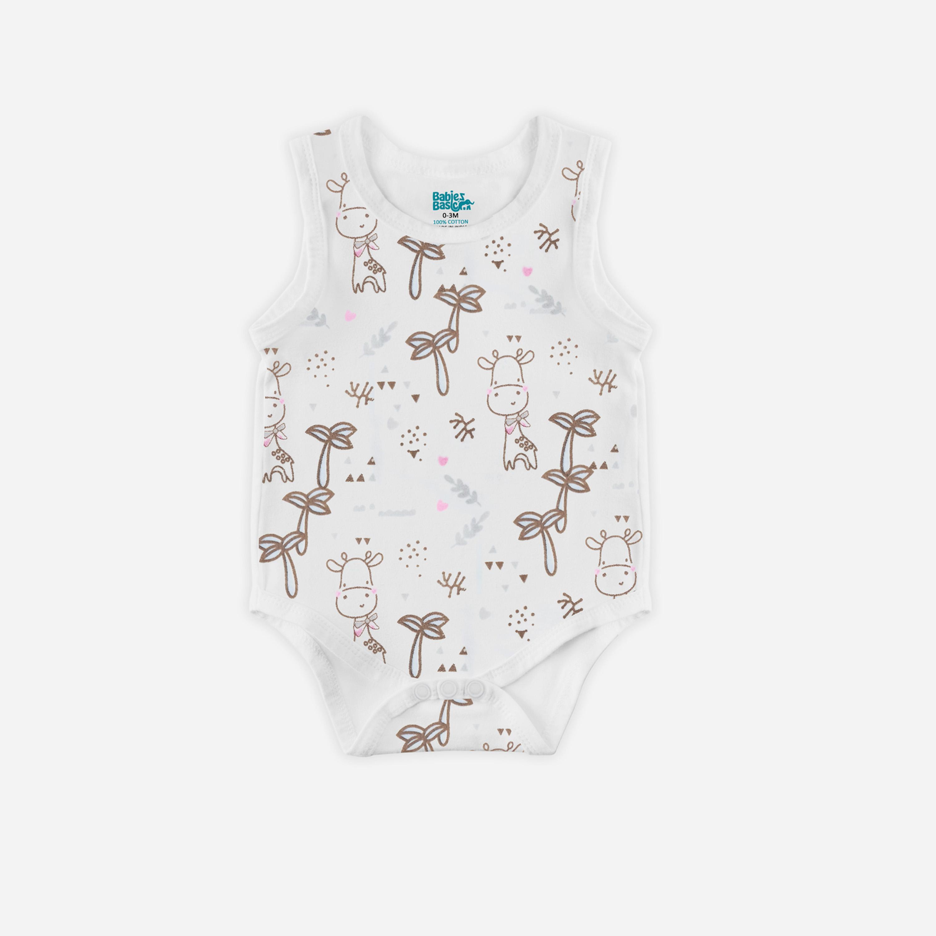Babies Basic x Styli Pack of 3 - Printed Combed Cotton Sleeveless Bodysuit-boys-clothing-rompersanddungarees-image-5