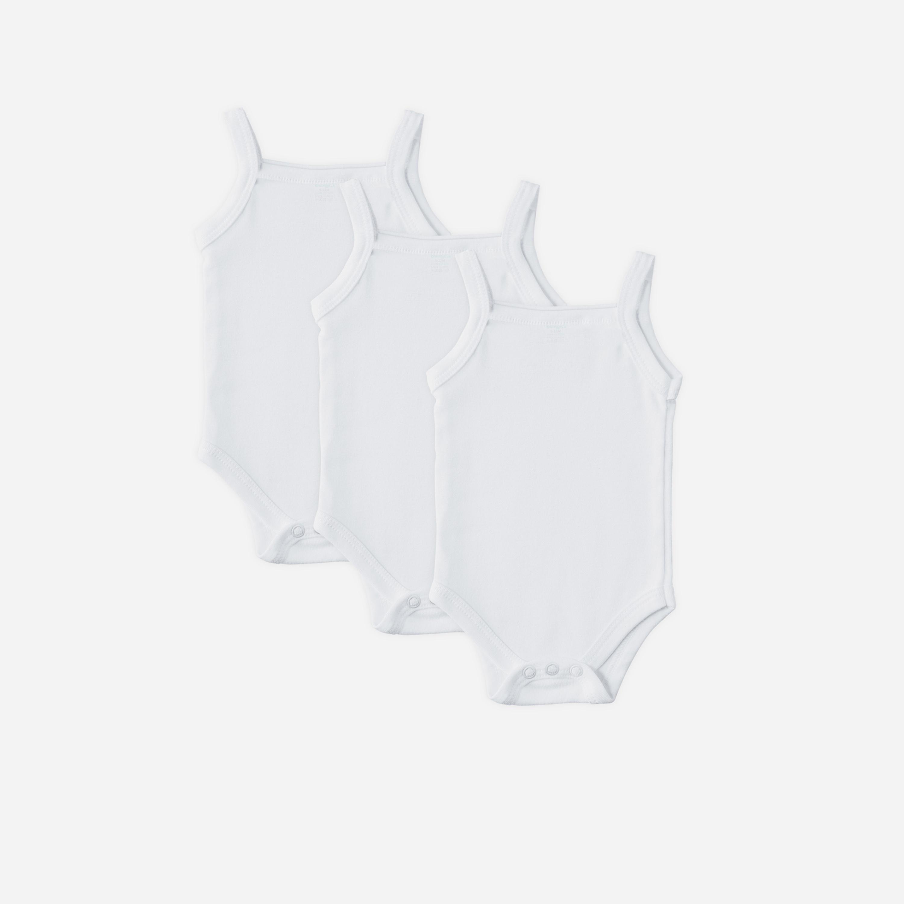 Babies Basic x Styli Pack of 3 - Solid Combed Cotton Sleeveless Bodysuit-boys-clothing-rompersanddungarees-image-1