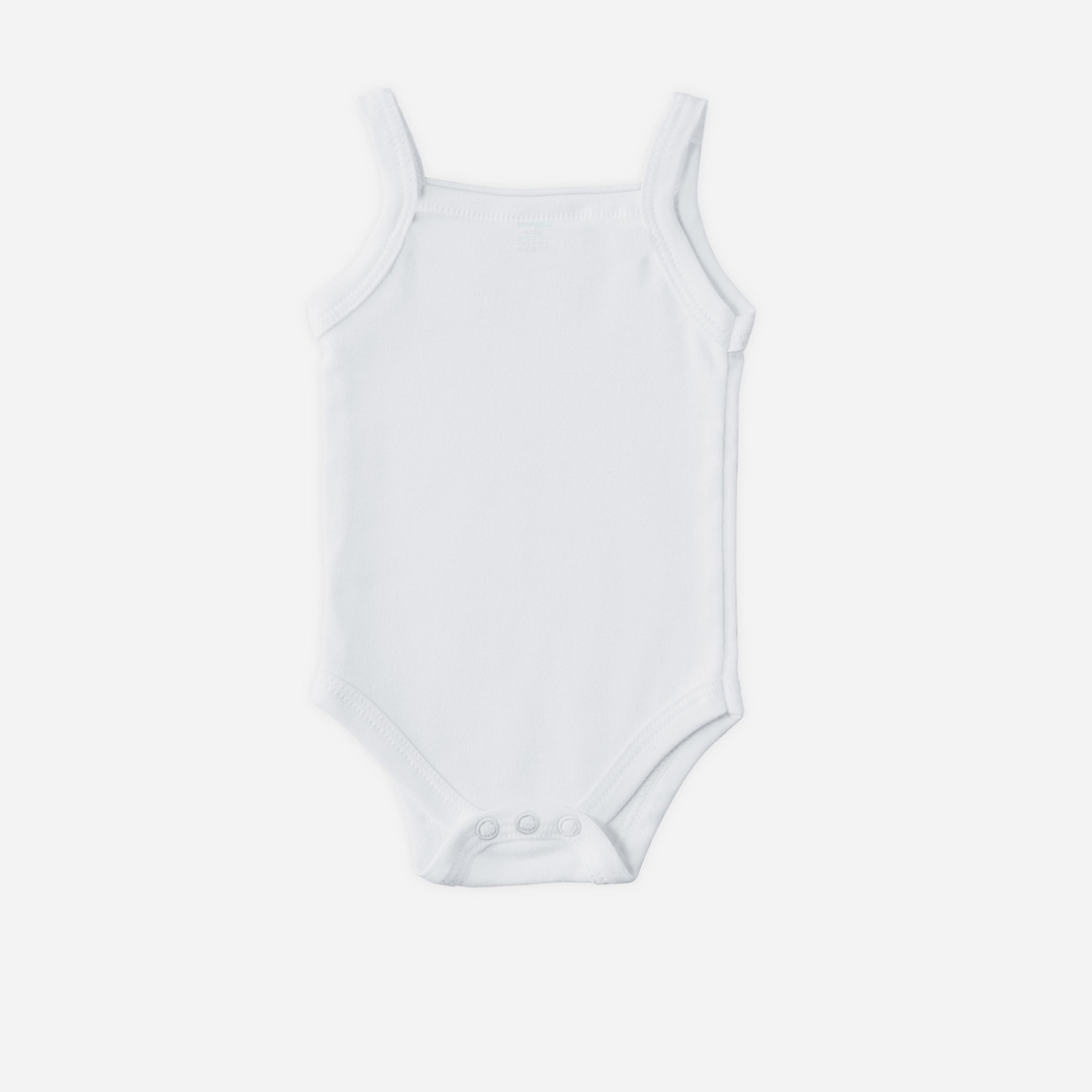 Babies Basic x Styli Pack of 3 - Solid Combed Cotton Sleeveless Bodysuit-boys-clothing-rompersanddungarees-image-2