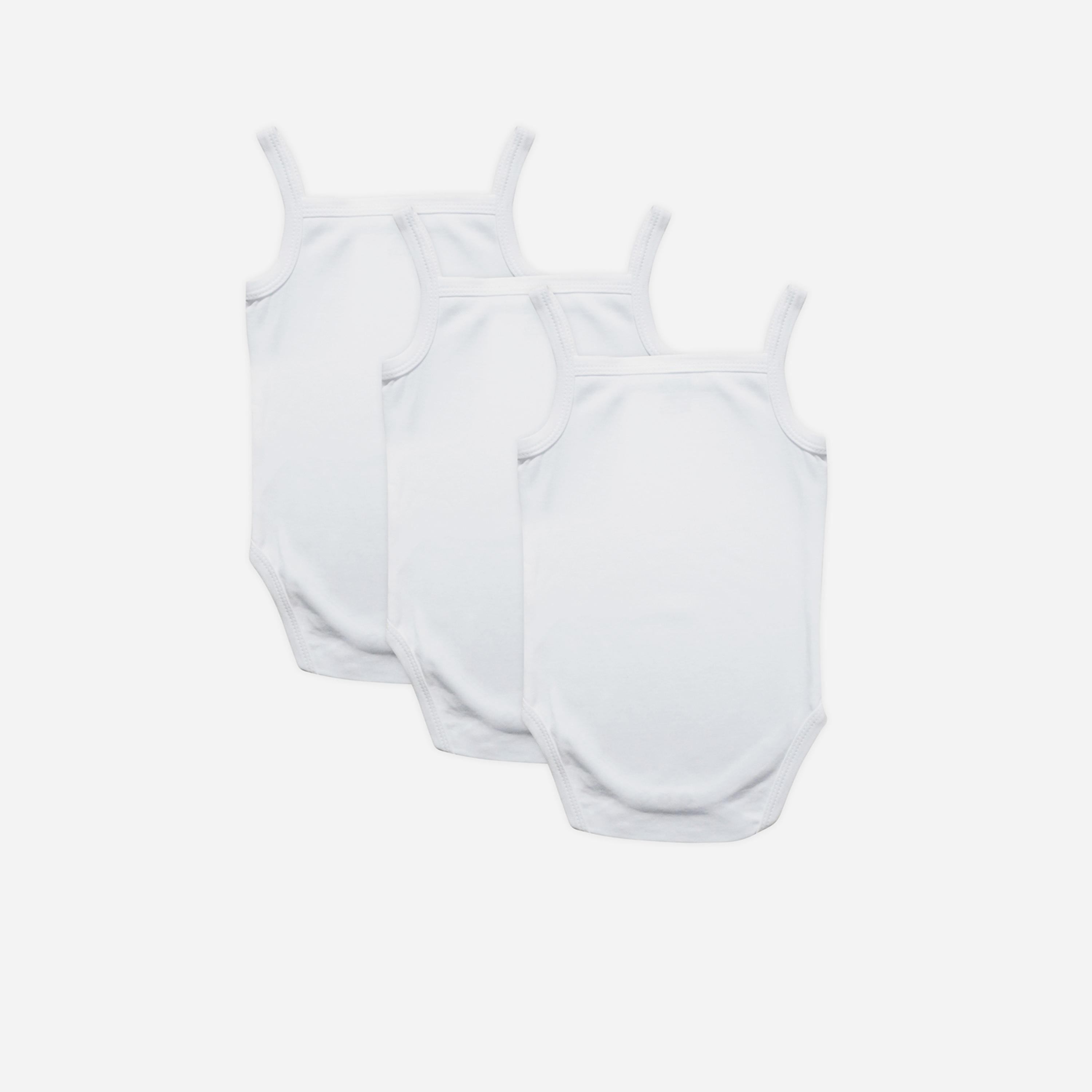 Babies Basic x Styli Pack of 3 - Solid Combed Cotton Sleeveless Bodysuit-boys-clothing-rompersanddungarees-image-4