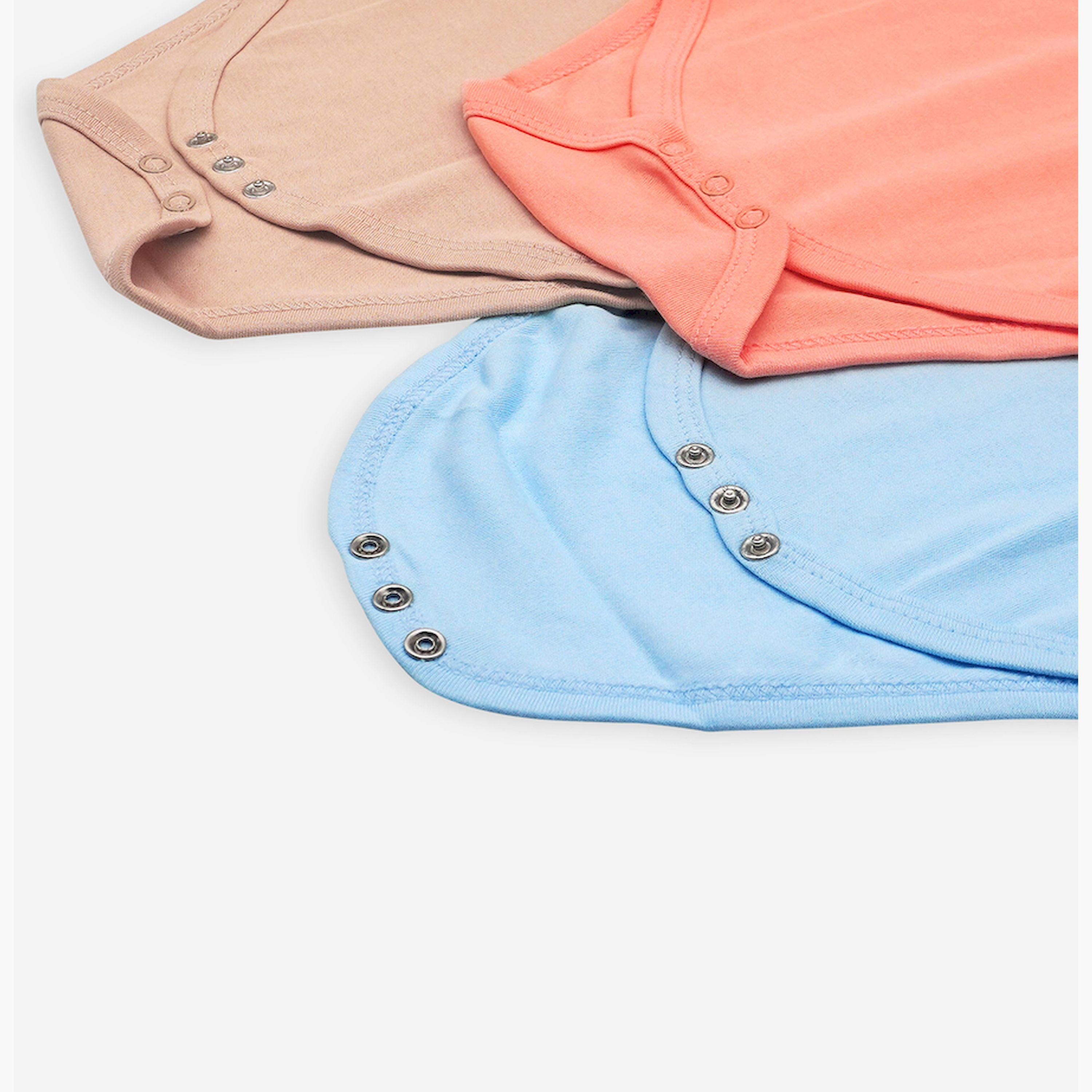 Babies Basic x Styli Pack of 3 - Solid Combed Cotton Short Sleeve Bodysuit-boys-clothing-rompersanddungarees-image-7