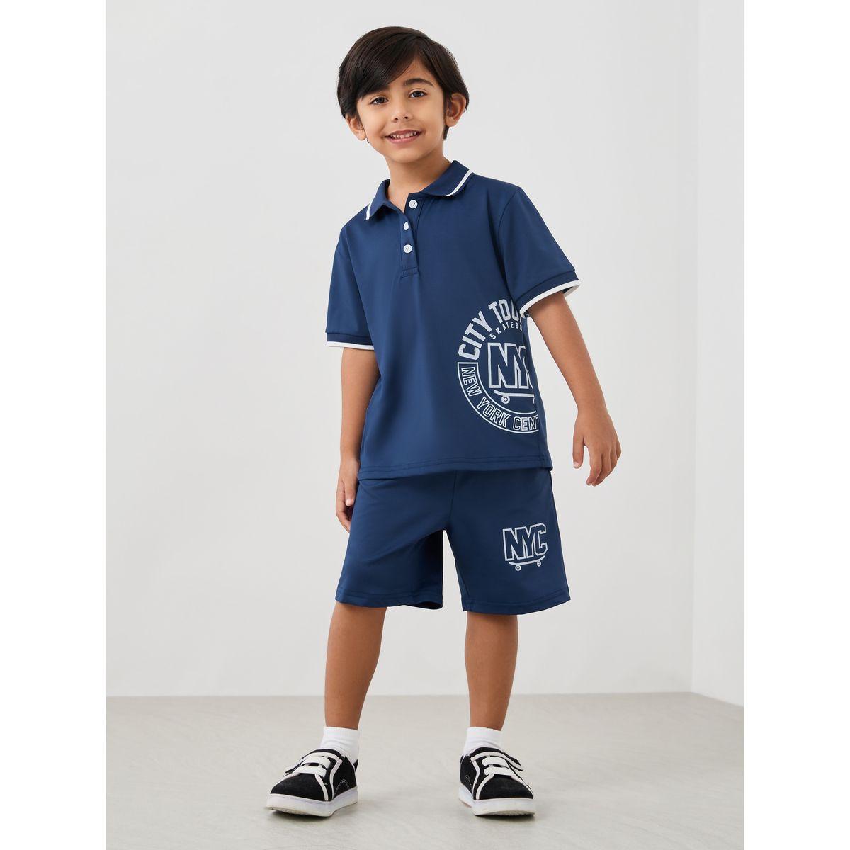 مجموعة من شورت وتيشيرت بولو بطبعة جرافيك-boys-clothing-setsandcoords-image-1