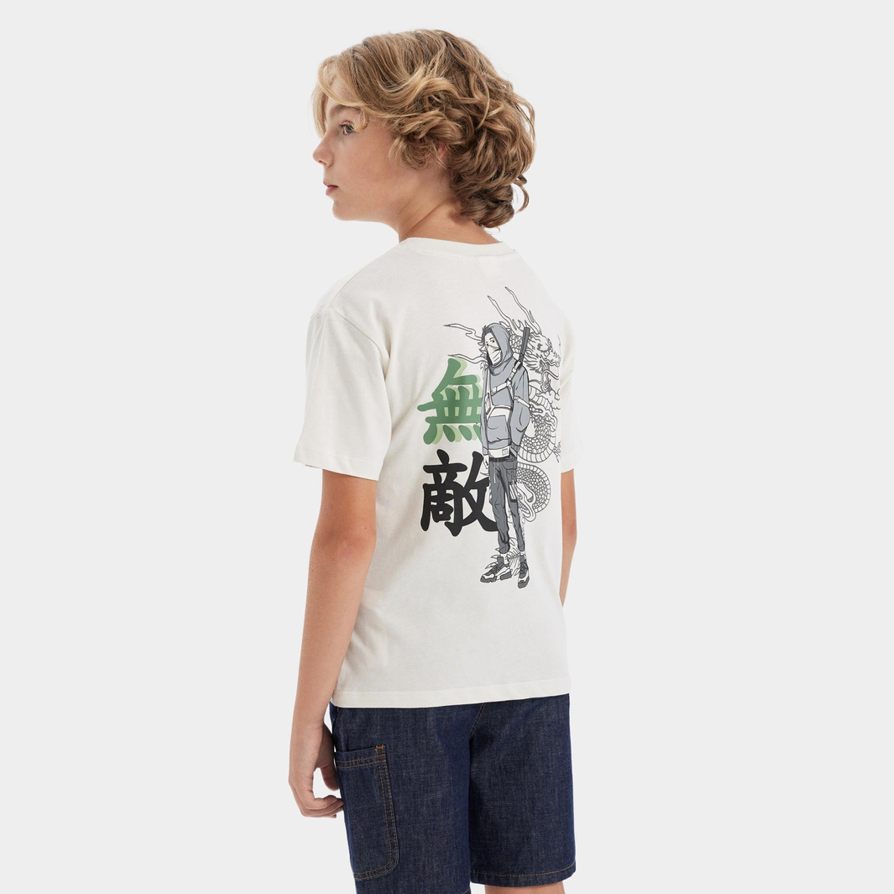 ديفاكتو × ستايلي-  تي شيرت قطني أبيض بأكمام قصيرة للأطفال-boys-clothing-tshirtsandpolos-image-3