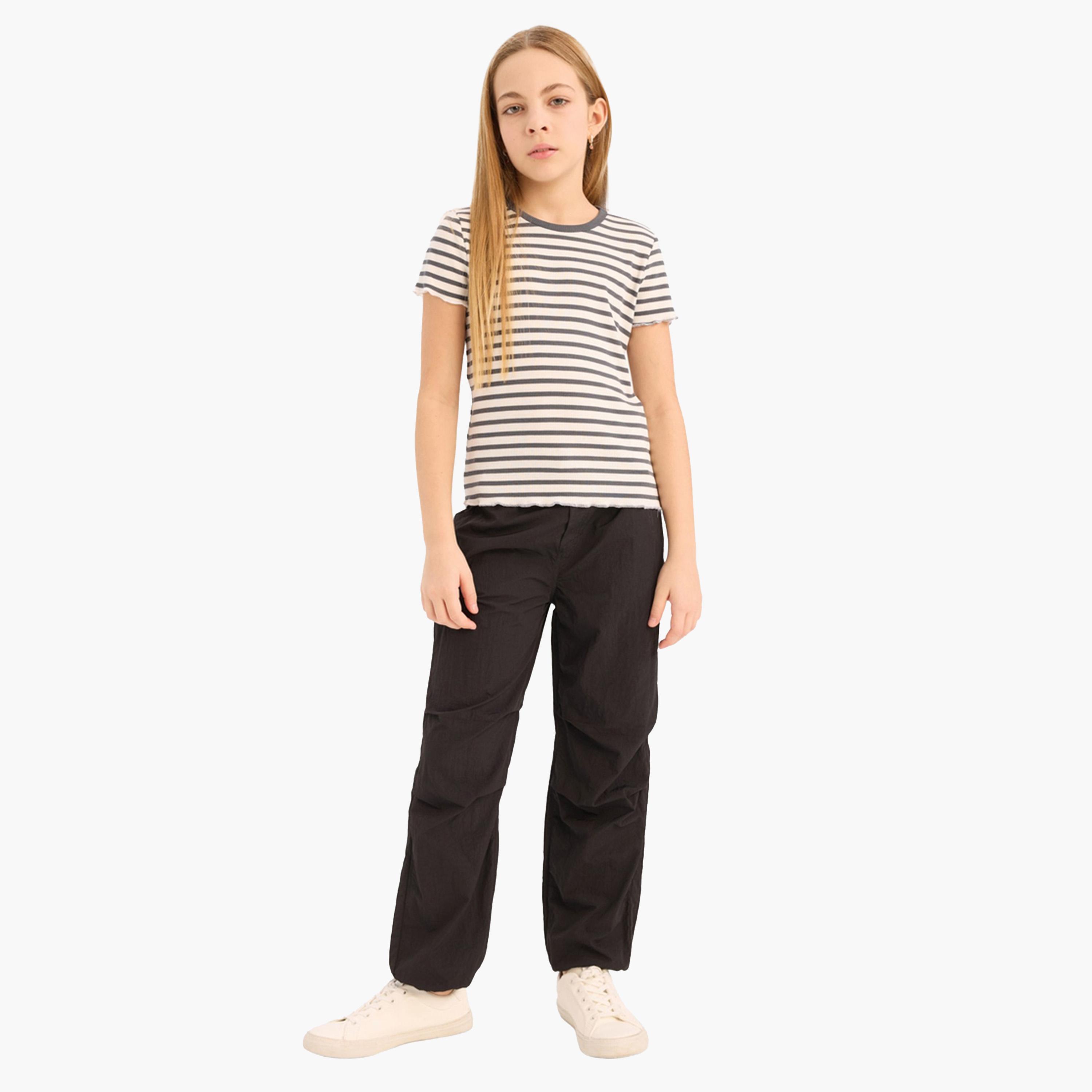 DeFacto X Styli Girl Slim Fit Crew Neck Striped T-Shirt-girls-clothing-tshirts-image-2