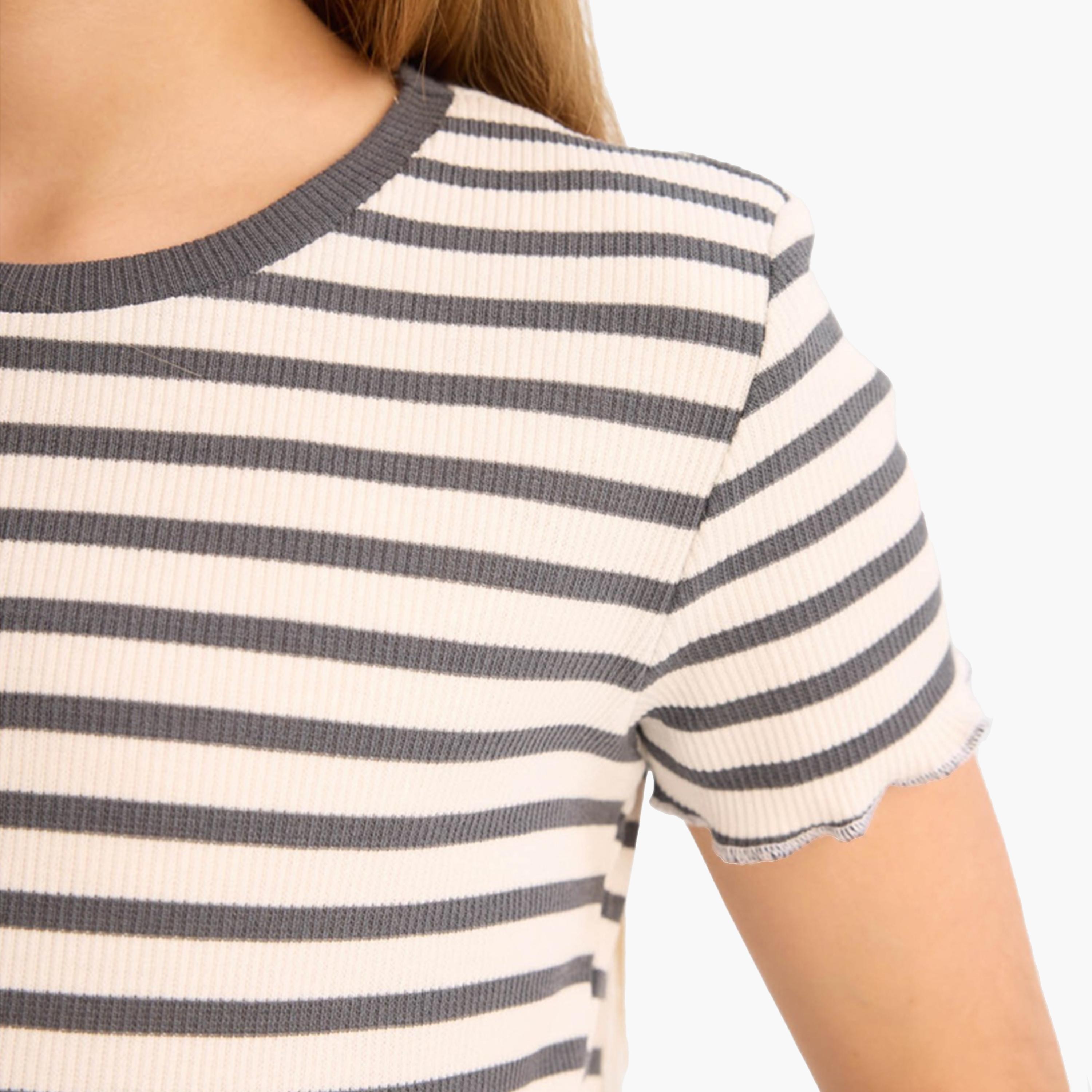 DeFacto X Styli Girl Slim Fit Crew Neck Striped T-Shirt-girls-clothing-tshirts-image-6
