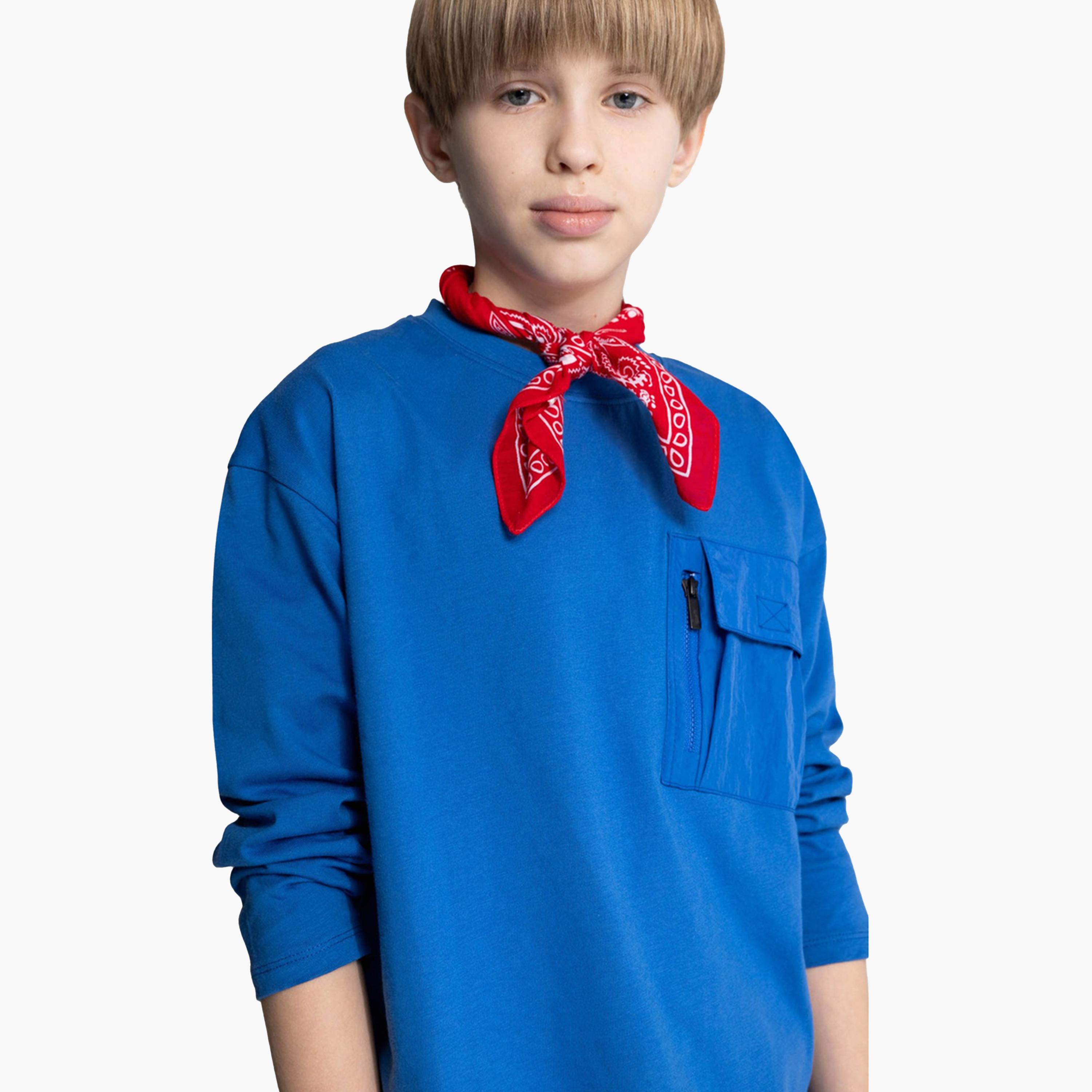 ديفاكتو × ستايلي-  تي شيرت قطني أزرق بأكمام طويلة للأطفال-boys-clothing-tshirtsandpolos-image-5