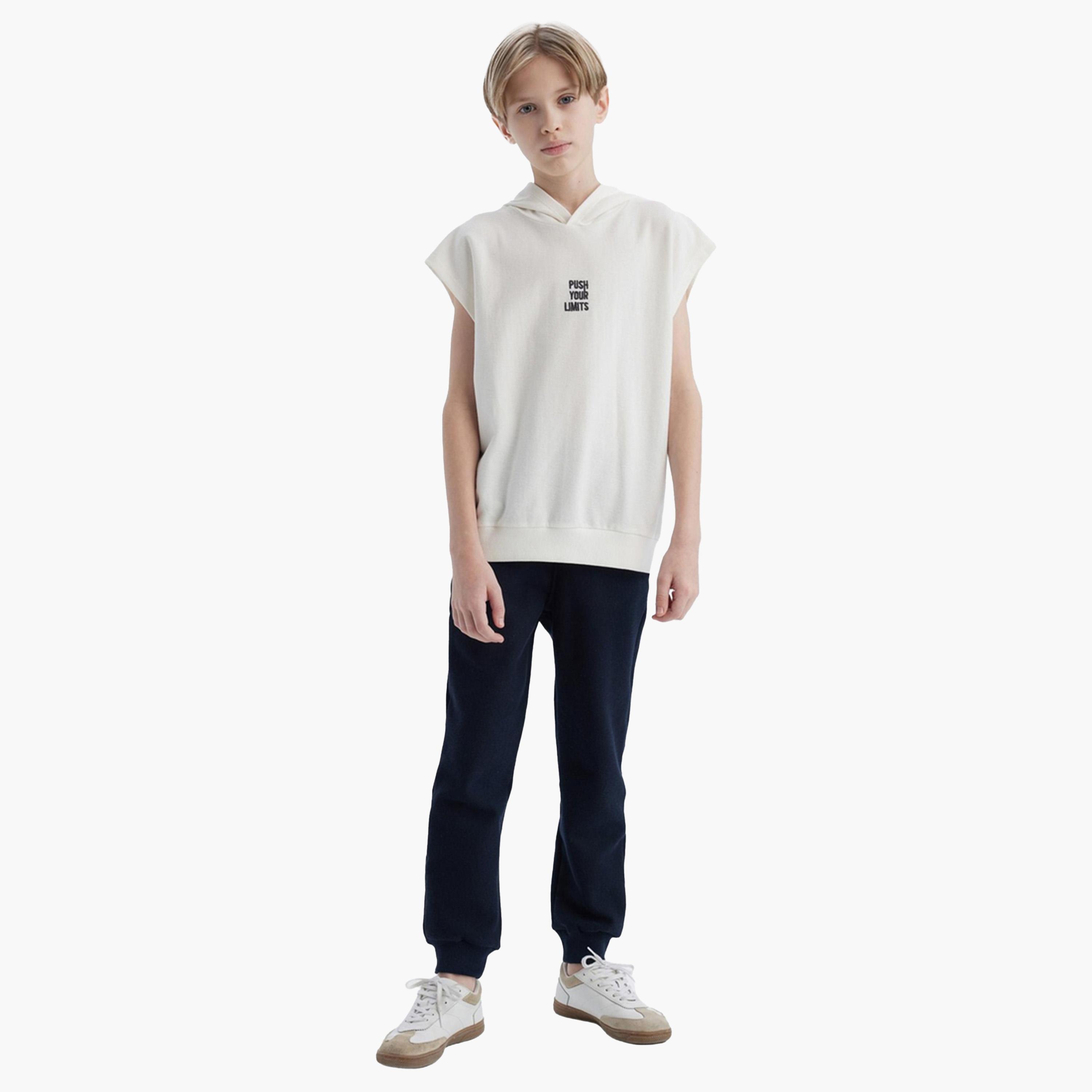 DeFacto X Styli Kids White Cotton Hooded with Embroidered Design T-Shirt-boys-clothing-tshirtsandpolos-image-2