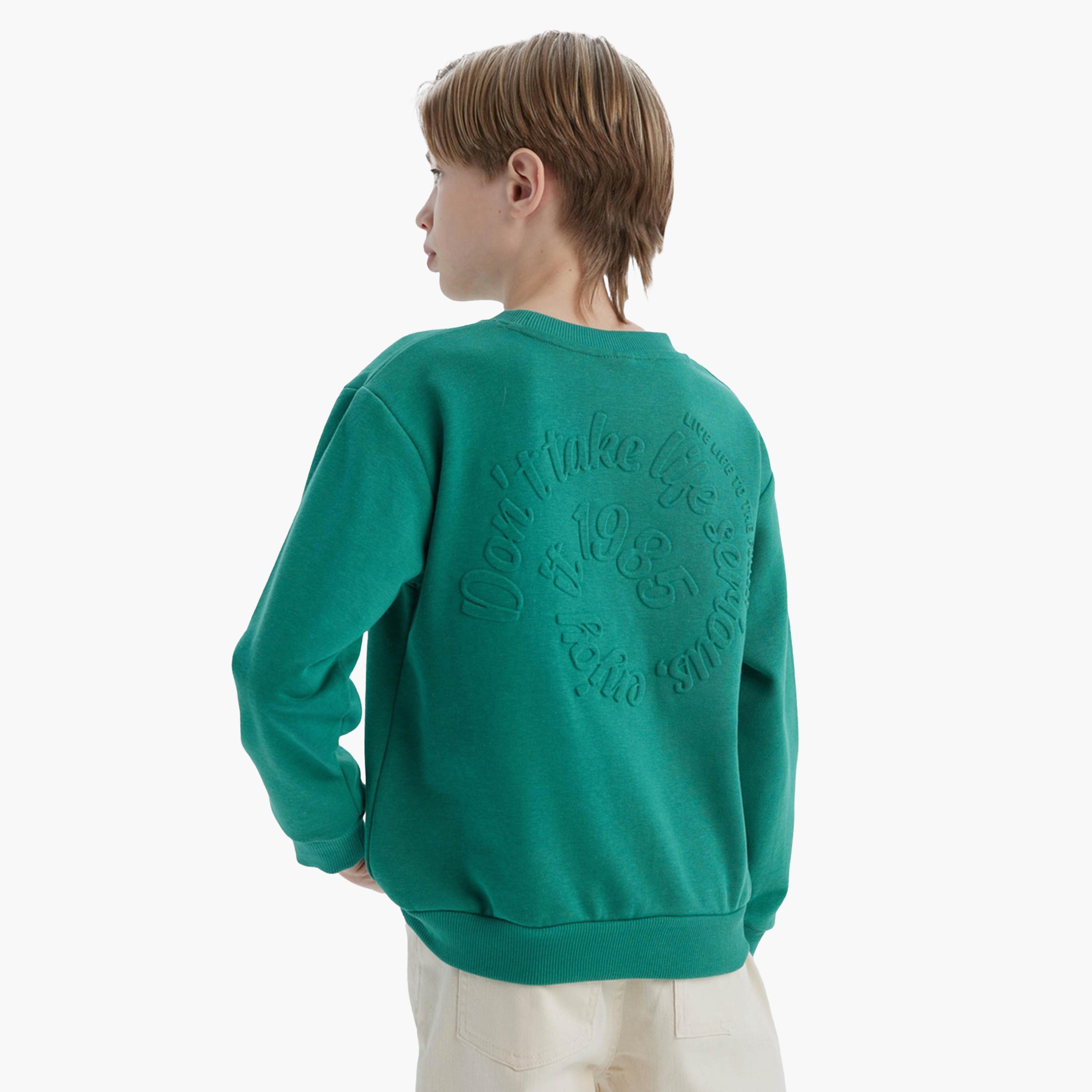 DeFacto X Styli Kids Green Graphic Round Neck Sweatshirt-boys-clothing-winterwear-sweatshirts-image-2