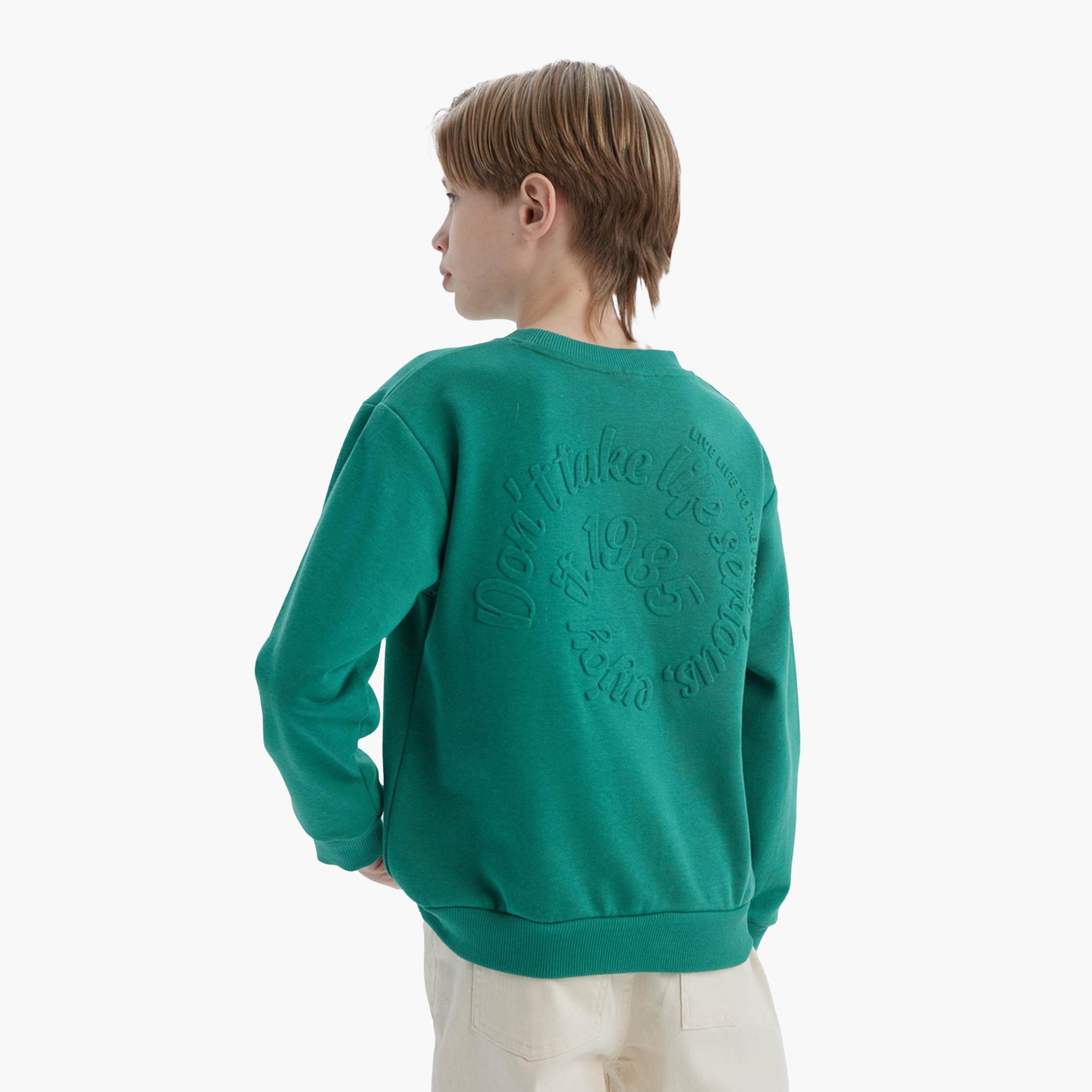 DeFacto X Styli Kids Green Graphic Round Neck Sweatshirt-boys-clothing-winterwear-sweatshirts-image-5