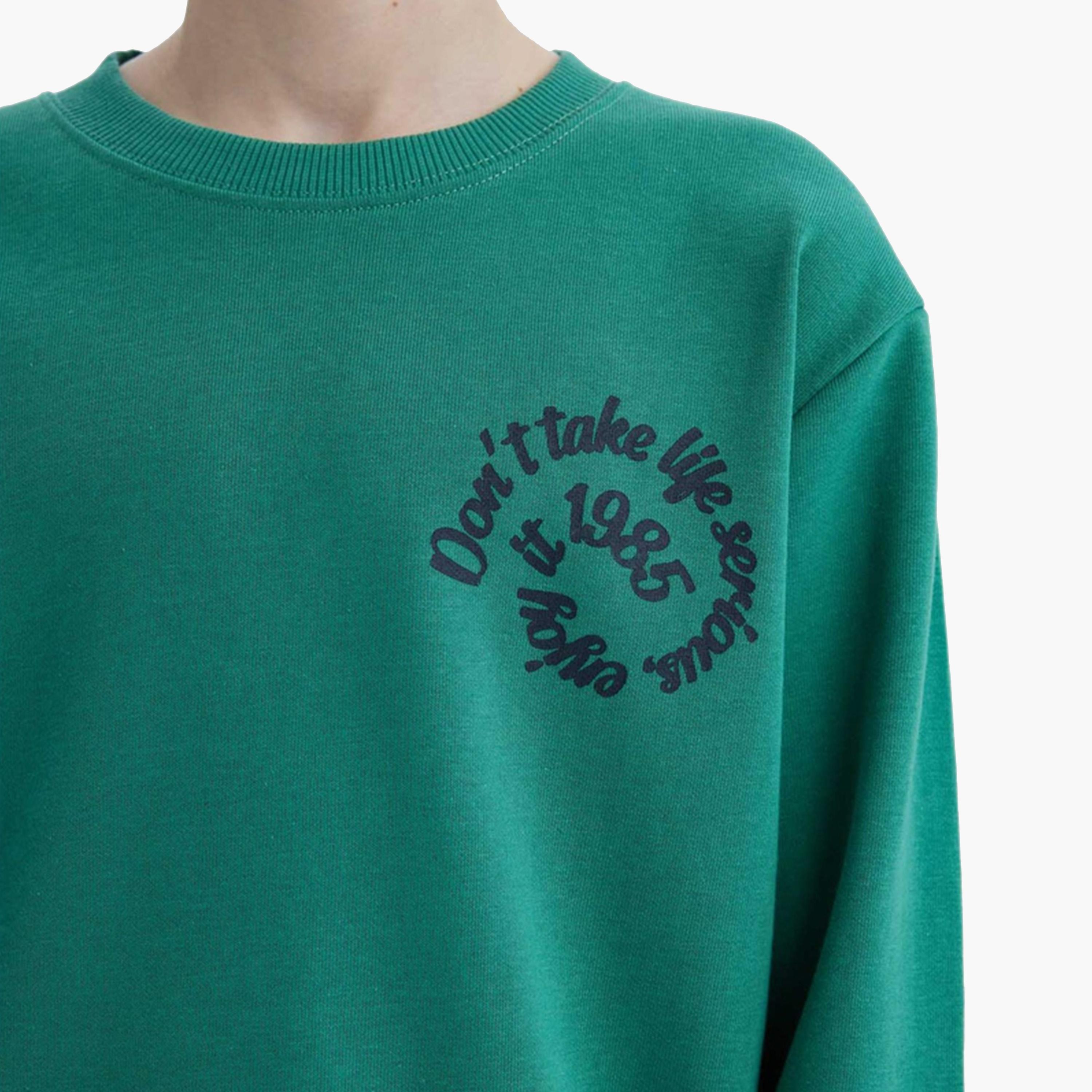 DeFacto X Styli Kids Green Graphic Round Neck Sweatshirt-boys-clothing-winterwear-sweatshirts-image-6