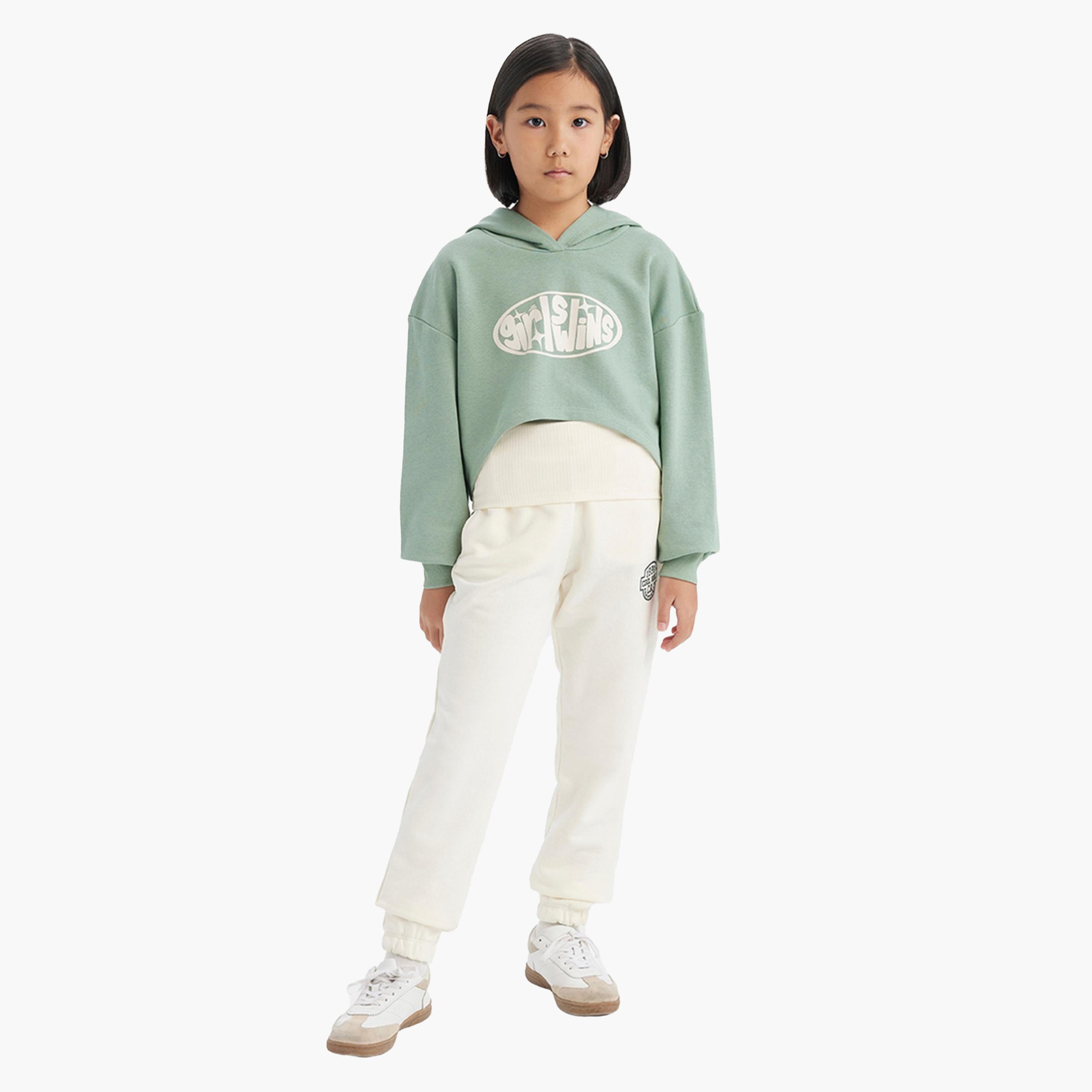 ديفاكتو × ستايلي-  طقم بناتي قطعتين: سويت شيرت قصير بغطاء رأس وقميص داخلي-girls-clothing-sweatshirts-image-2