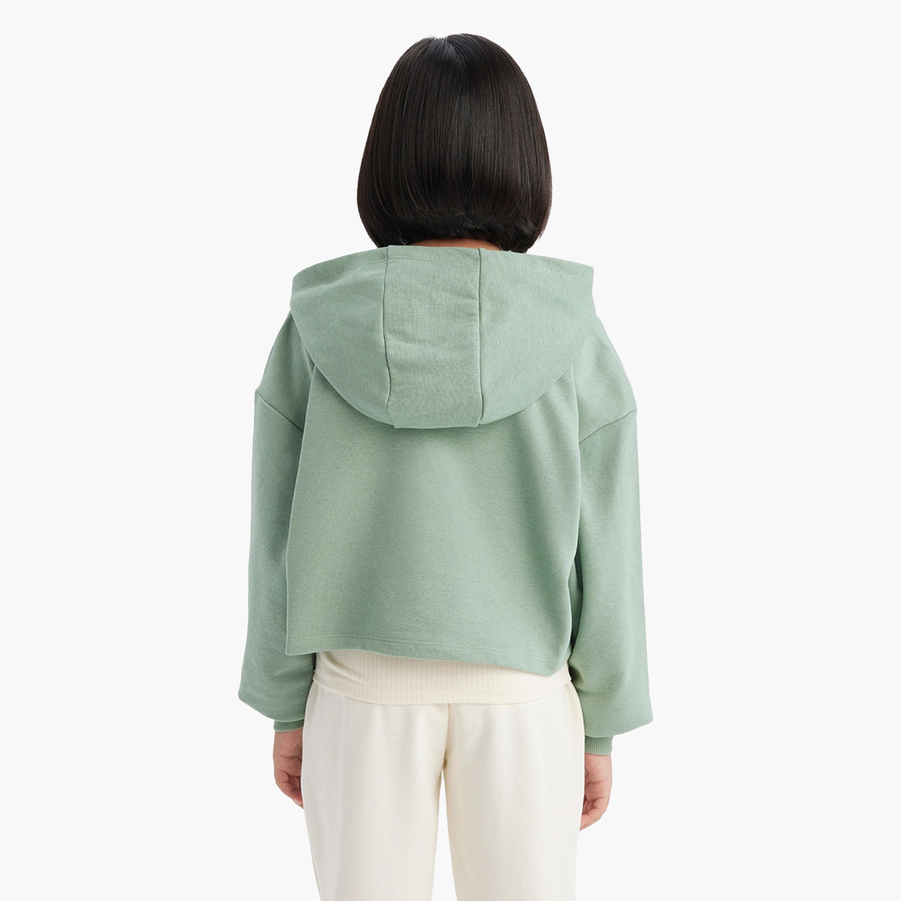 ديفاكتو × ستايلي-  طقم بناتي قطعتين: سويت شيرت قصير بغطاء رأس وقميص داخلي-girls-clothing-sweatshirts-image-4