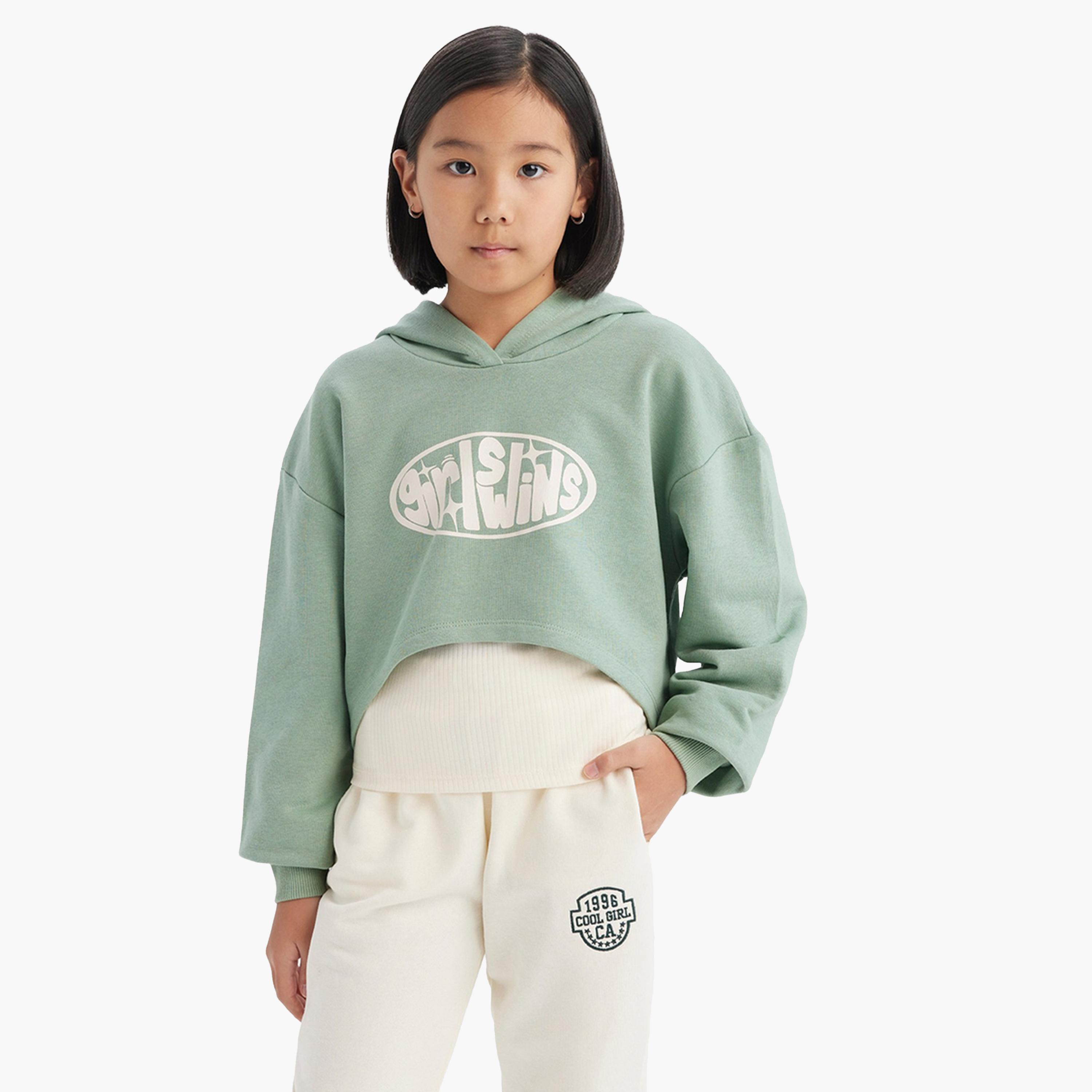 ديفاكتو × ستايلي-  طقم بناتي قطعتين: سويت شيرت قصير بغطاء رأس وقميص داخلي-girls-clothing-sweatshirts-image-6