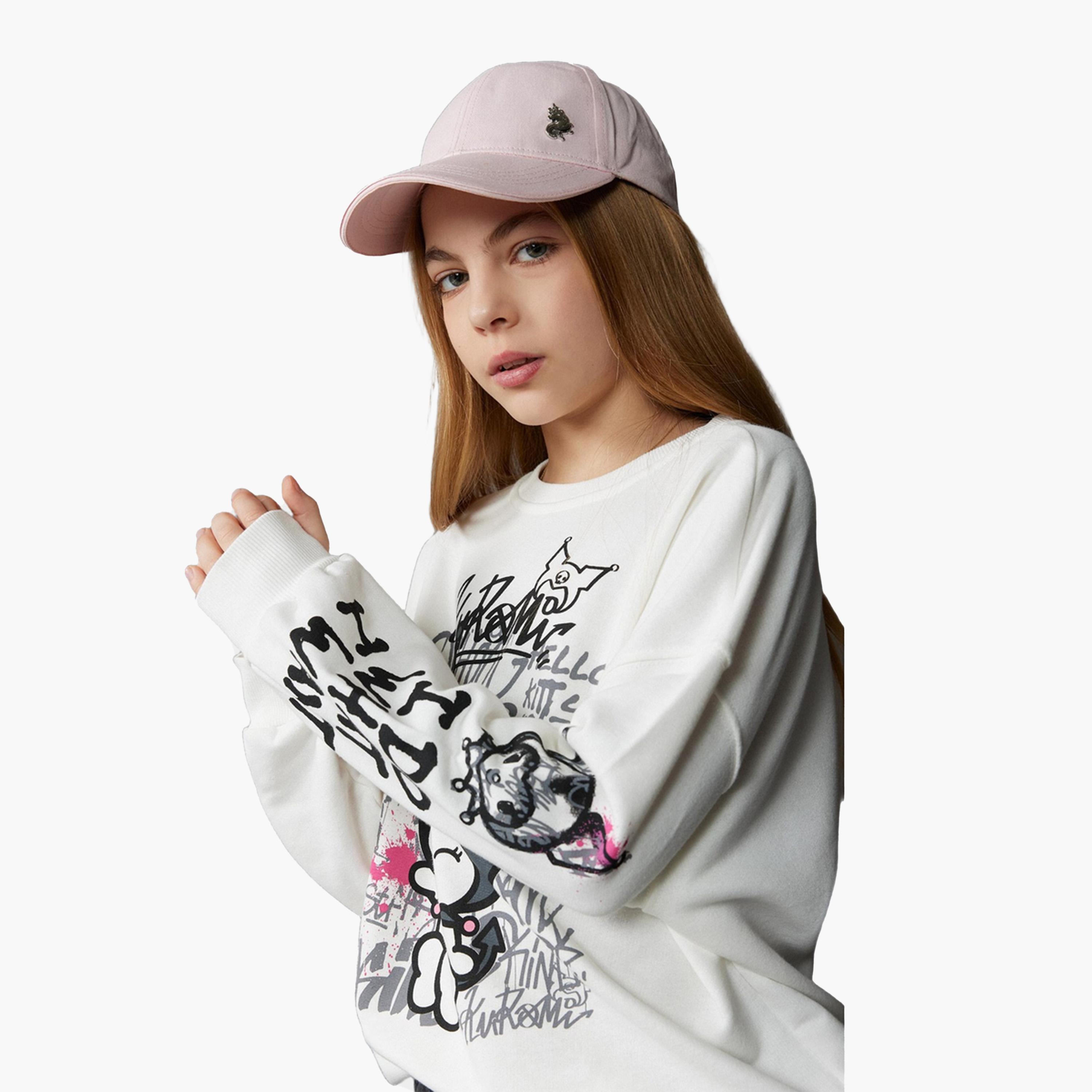DeFacto X Styli Kids White Printed long sleeves Hoodie Sweatshirt-girls-clothing-sweatshirts-image-4