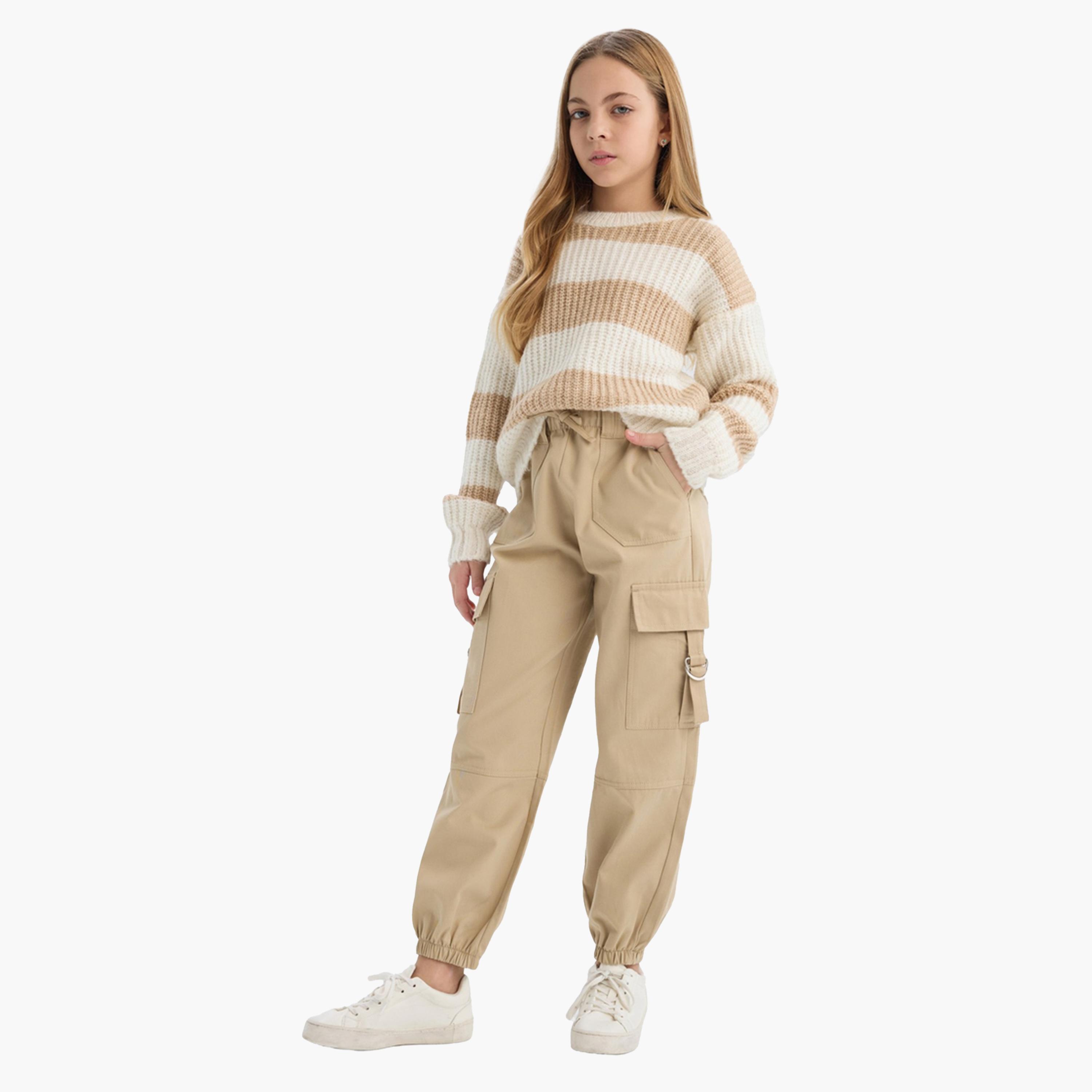 ديفاكتو × ستايلي-  بنطال كارغو بيج للأطفال قصّة عادية-girls-clothing-bottoms-trousers-image-1
