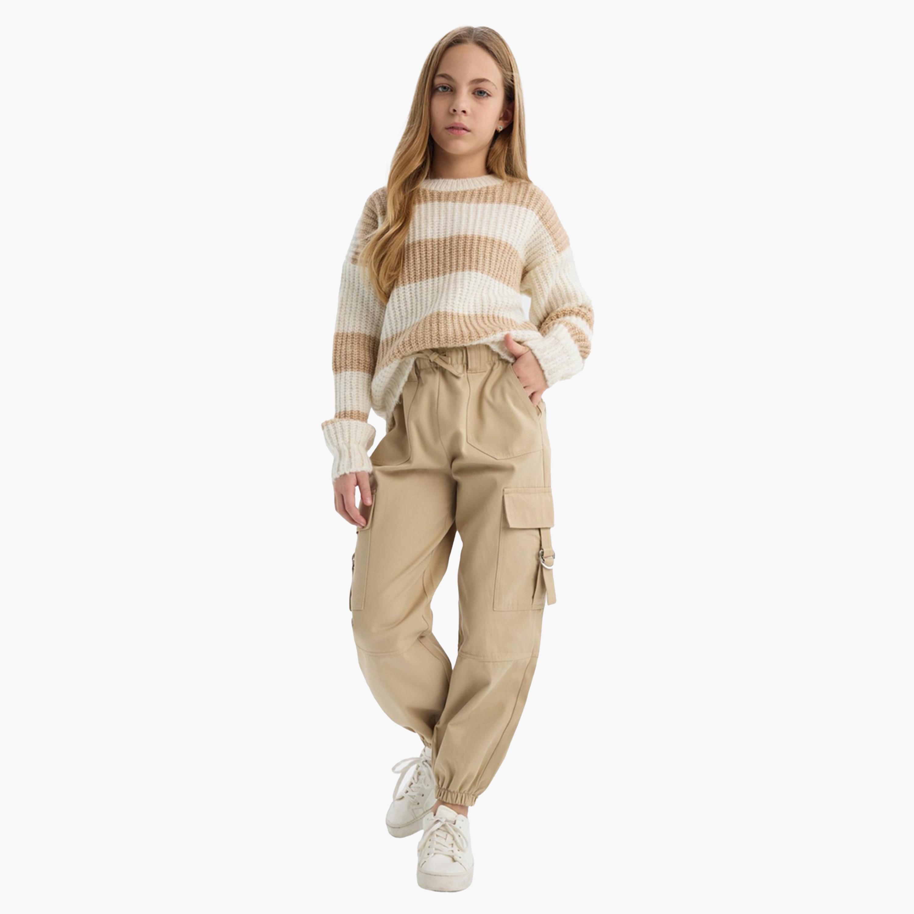 ديفاكتو × ستايلي-  بنطال كارغو بيج للأطفال قصّة عادية-girls-clothing-bottoms-trousers-image-2