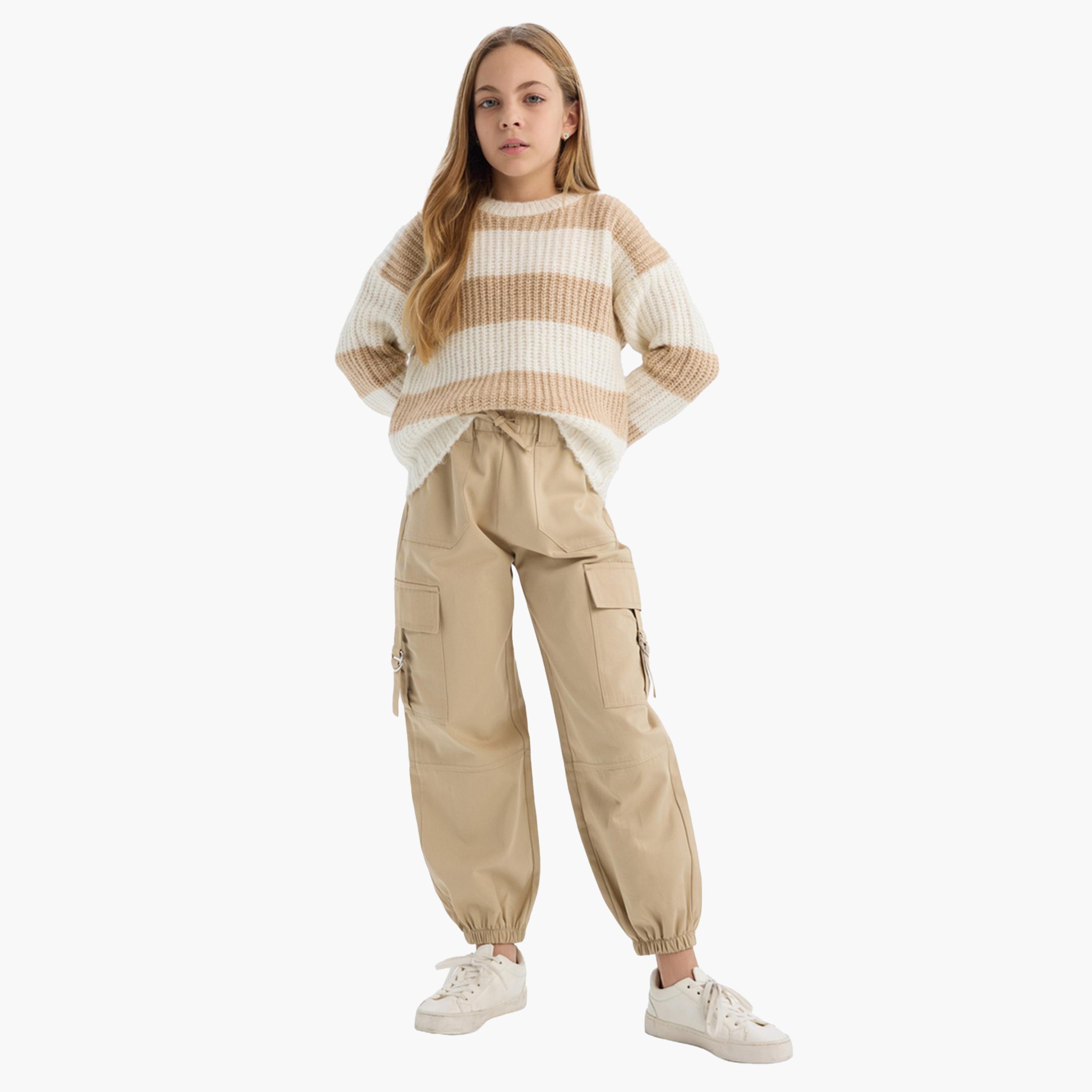 ديفاكتو × ستايلي-  بنطال كارغو بيج للأطفال قصّة عادية-girls-clothing-bottoms-trousers-image-3