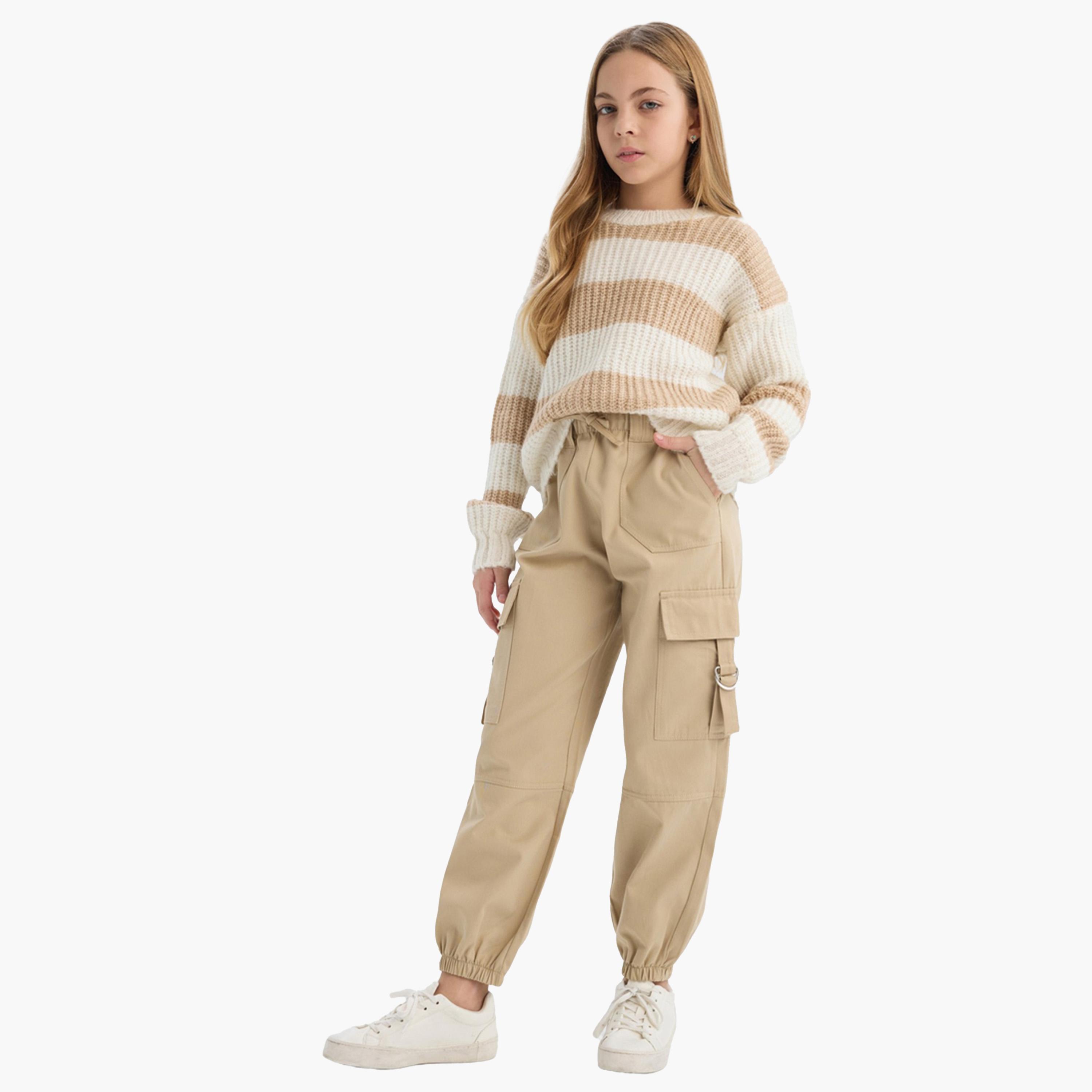 ديفاكتو × ستايلي-  بنطال كارغو بيج للأطفال قصّة عادية-girls-clothing-bottoms-trousers-image-4
