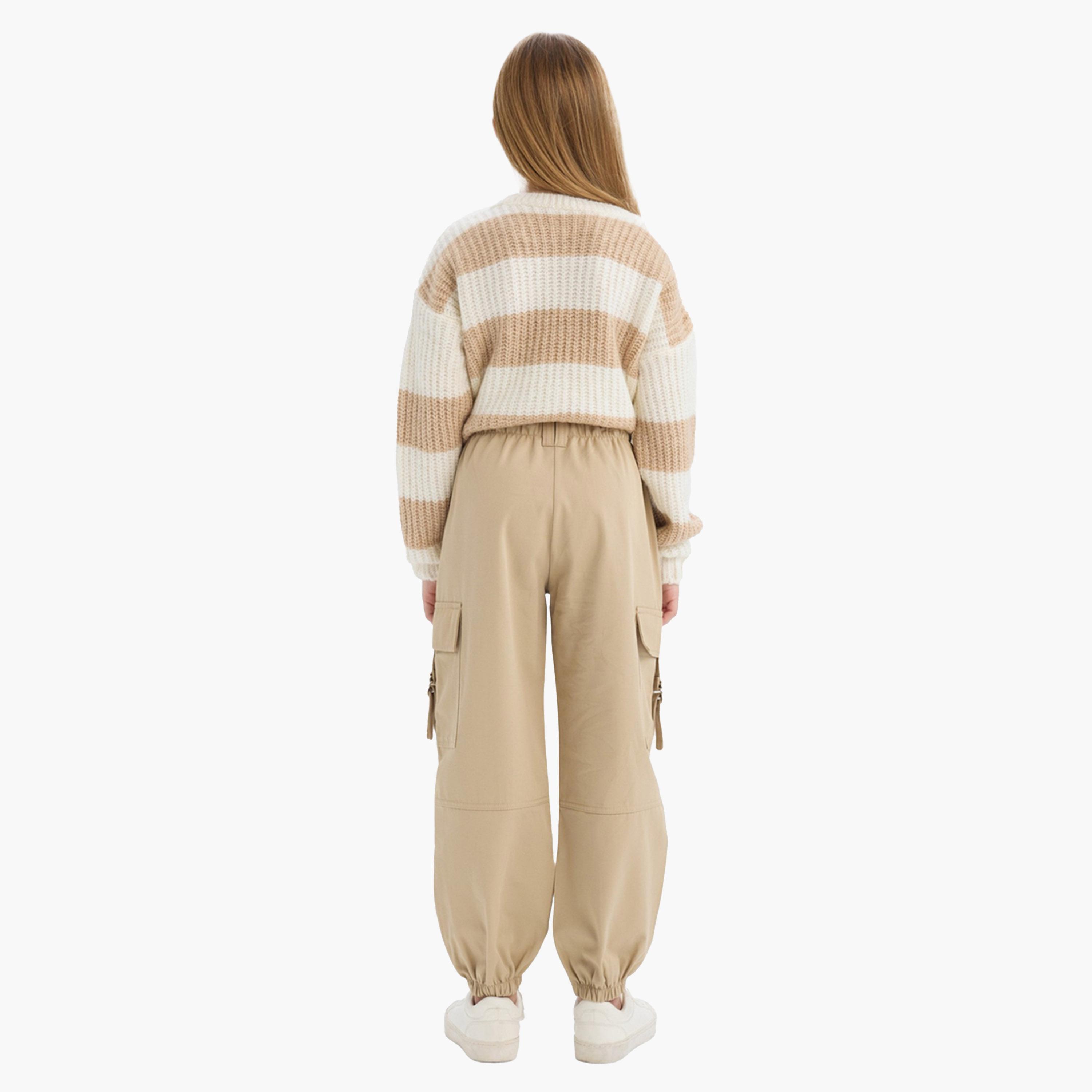 ديفاكتو × ستايلي-  بنطال كارغو بيج للأطفال قصّة عادية-girls-clothing-bottoms-trousers-image-5