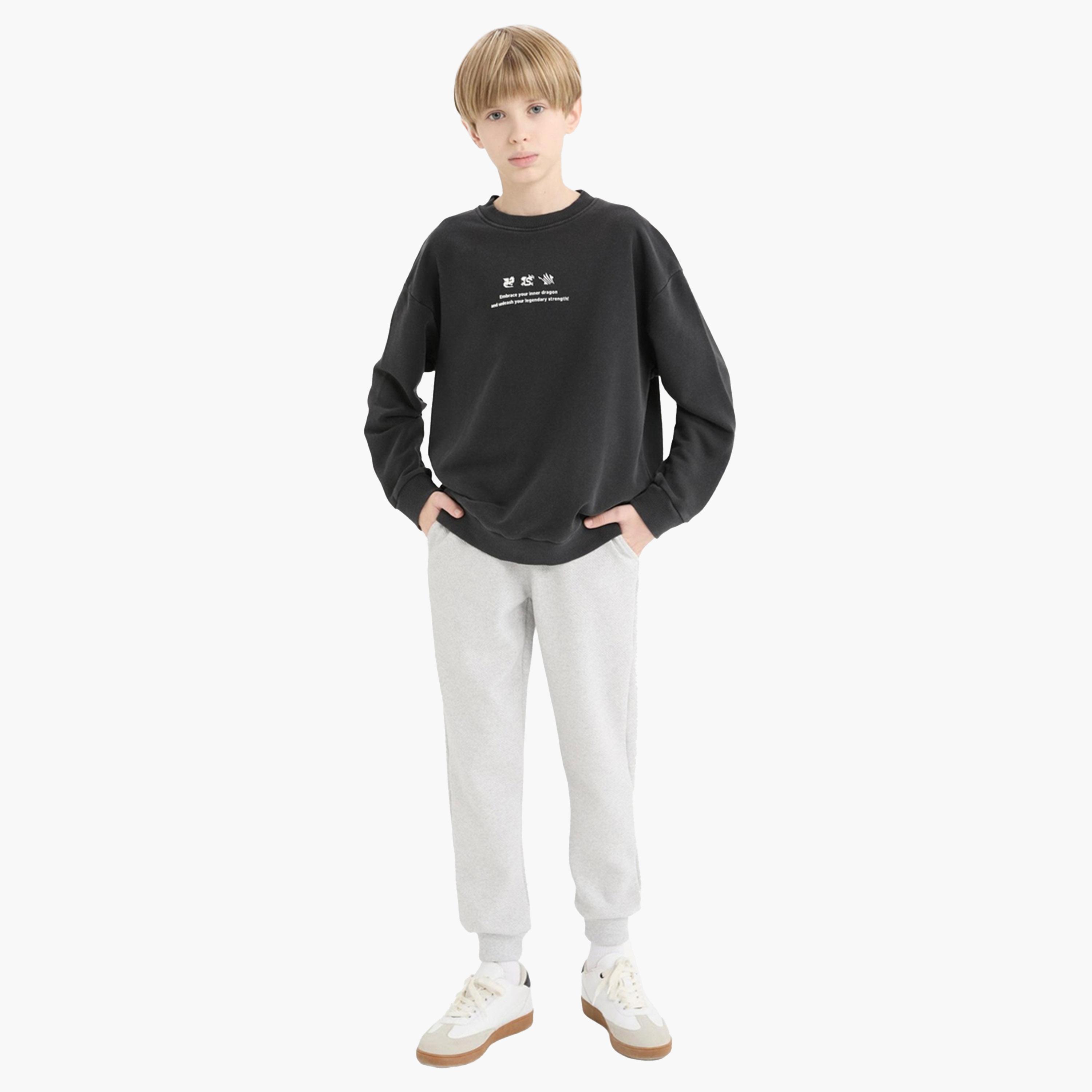 ديفاكتو × ستايلي-  بنطال رياضي رمادي ضيق للأطفال-boys-clothing-bottoms-joggersandtrackpants-image-4