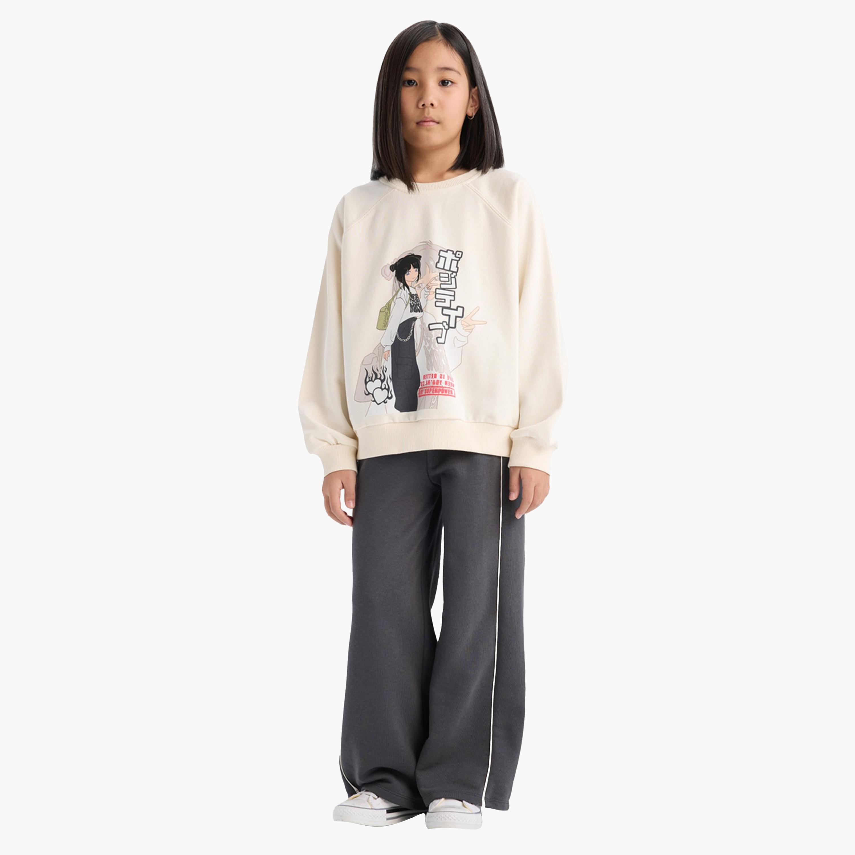 ديفاكتو × ستايلي-  بنطال رياضي أسود مخطط جانبي للأطفال-girls-clothing-bottoms-trousers-image-2