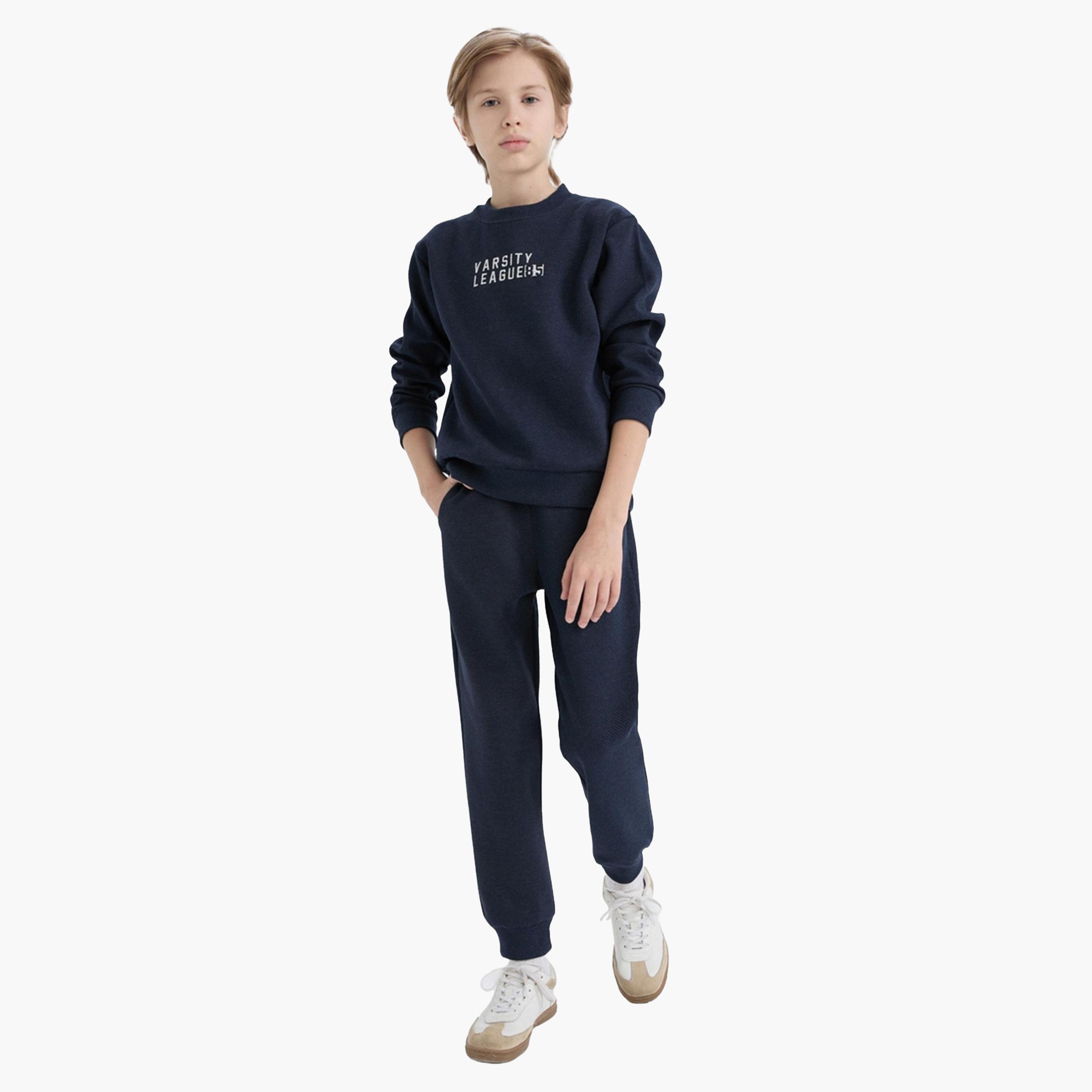 DeFacto X Styli Kids 2pcs Polyester Knitted Crew Neck Printed Sweatshirt and Trousers Set-boys-clothing-setsandcoords-image-2