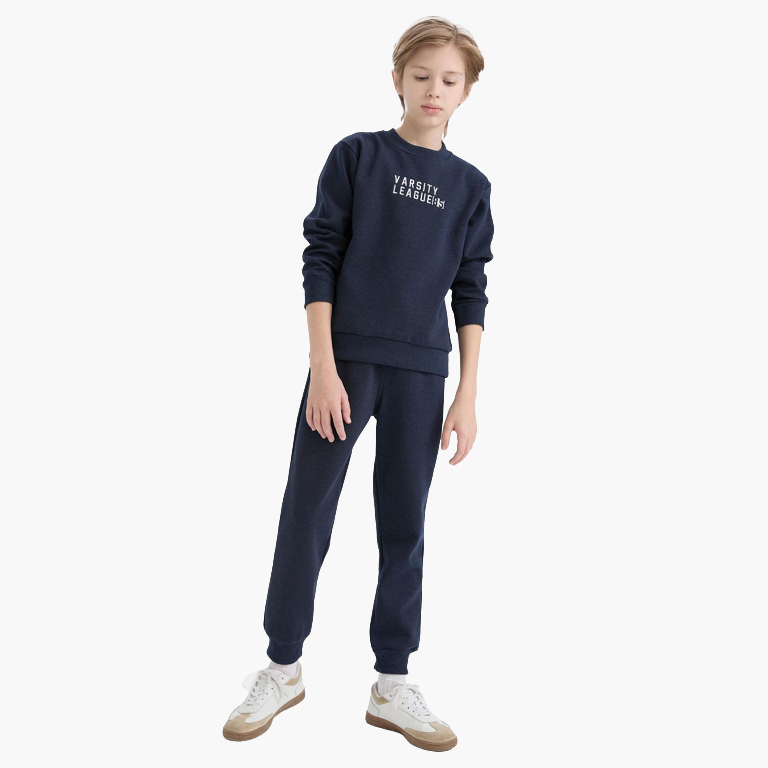 DeFacto X Styli Kids 2pcs Polyester Knitted Crew Neck Printed Sweatshirt and Trousers Set-boys-clothing-setsandcoords-image-4