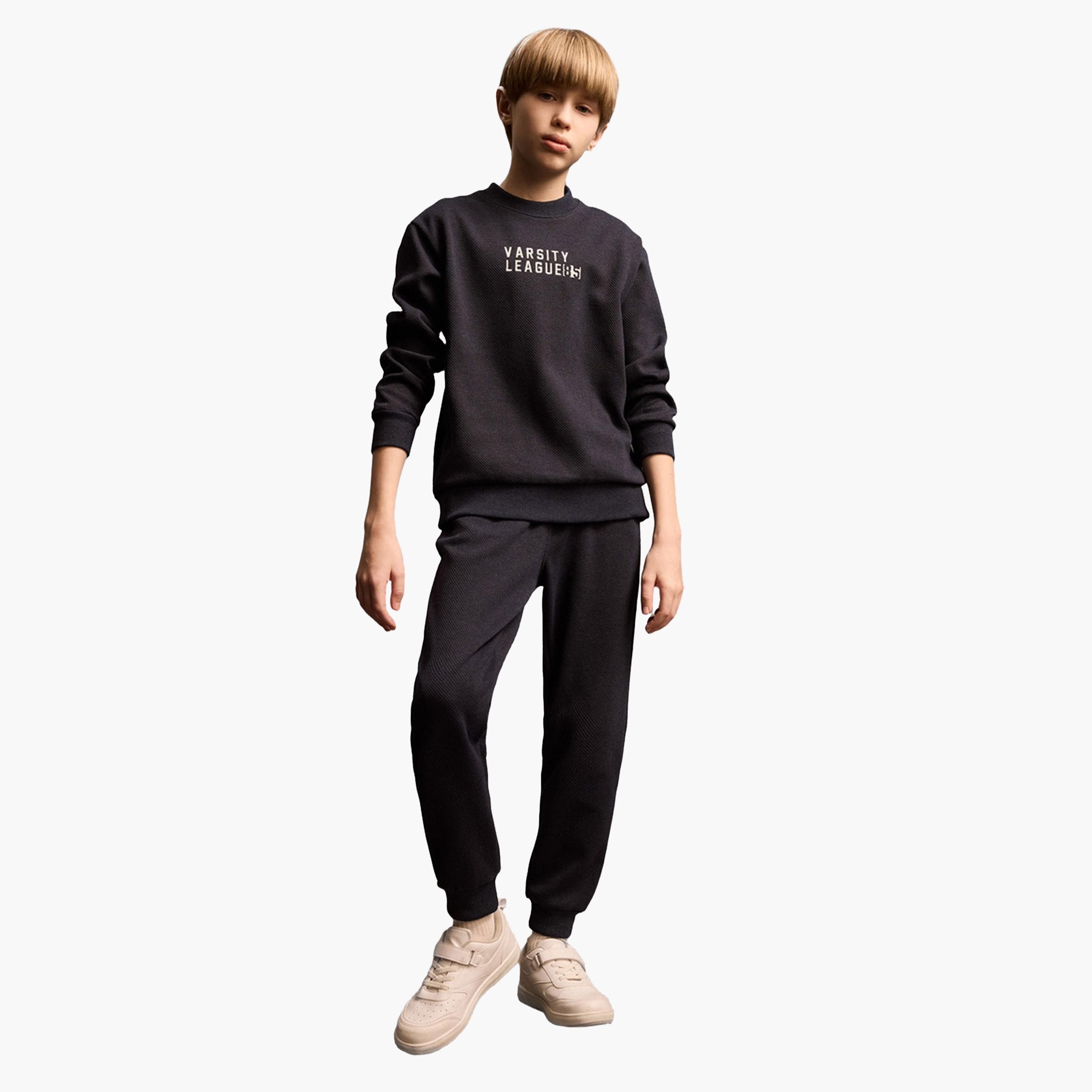 DeFacto X Styli Kids 2pcs Polyester Knitted Crew Neck Printed Sweatshirt and Trousers Set-boys-clothing-setsandcoords-image-5