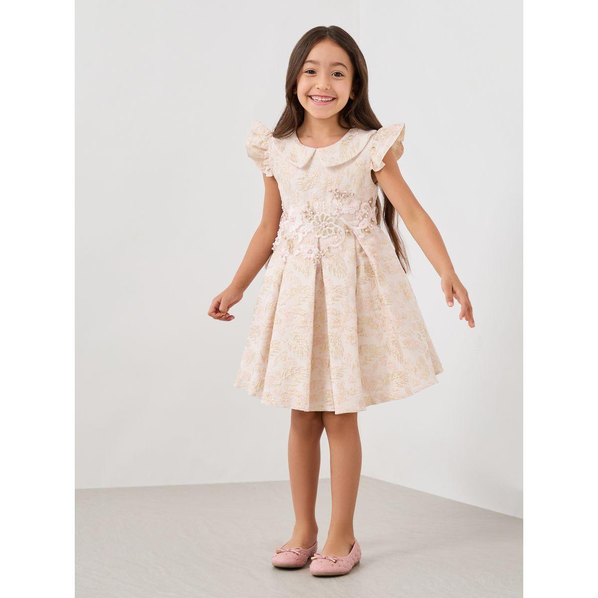 Styli Jaquard Lace Detail Embellished Pleated Dress-girls-clothing-dressesandjumpsuits-image-1