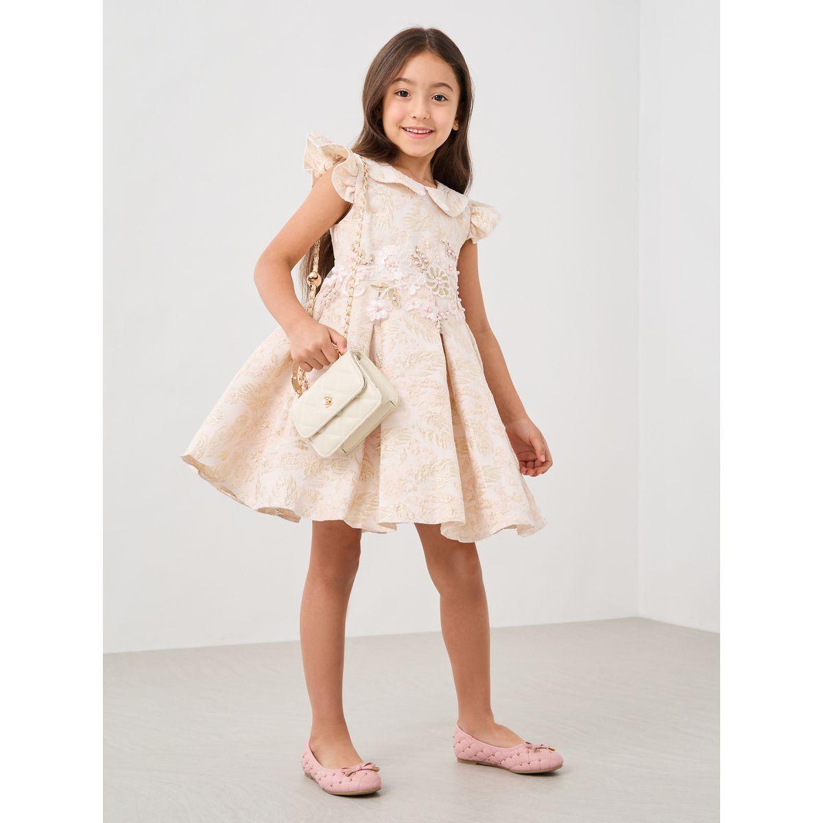 Styli Jaquard Lace Detail Embellished Pleated Dress-girls-clothing-dressesandjumpsuits-image-2