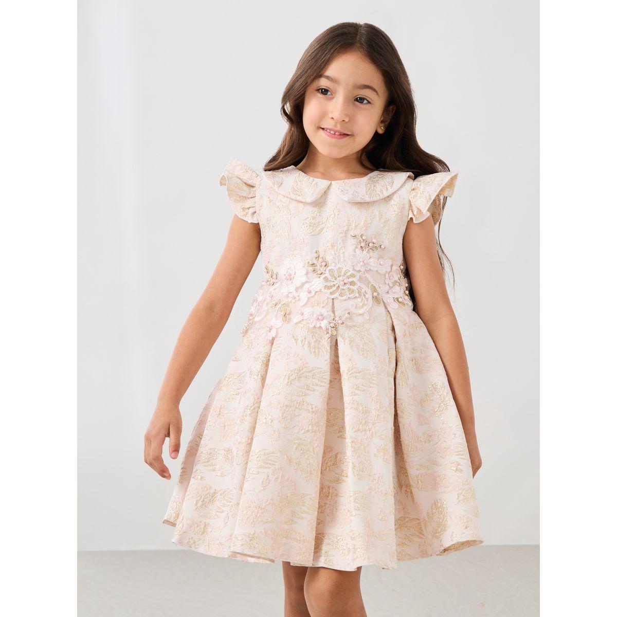 Styli Jaquard Lace Detail Embellished Pleated Dress-girls-clothing-dressesandjumpsuits-image-3