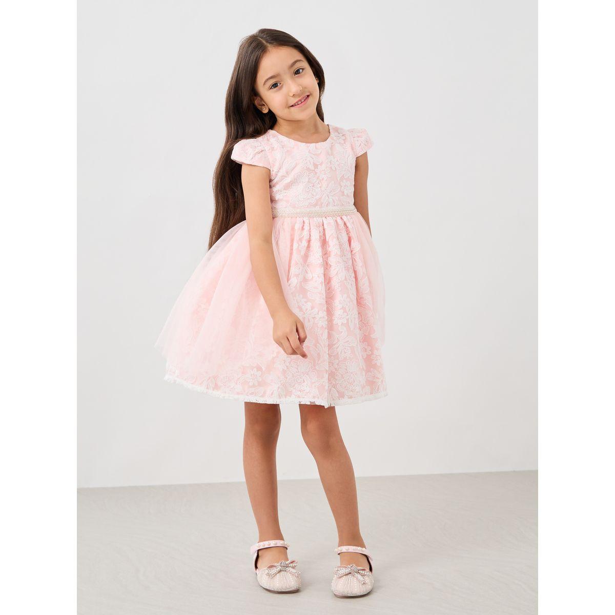 فستان منمق بتفاصيل دانتيل مع حافة واسعة-girls-clothing-dressesandjumpsuits-image-1